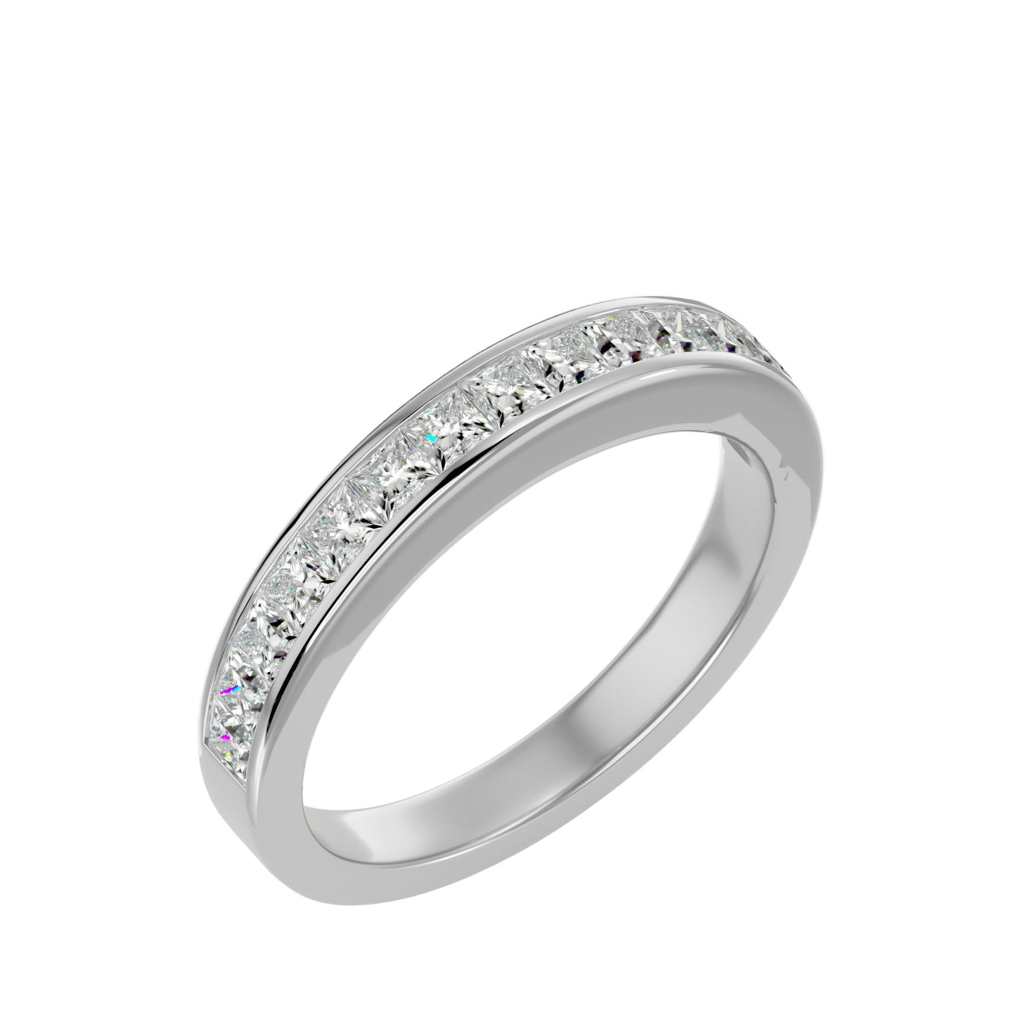 Princess half diamond eternity ring