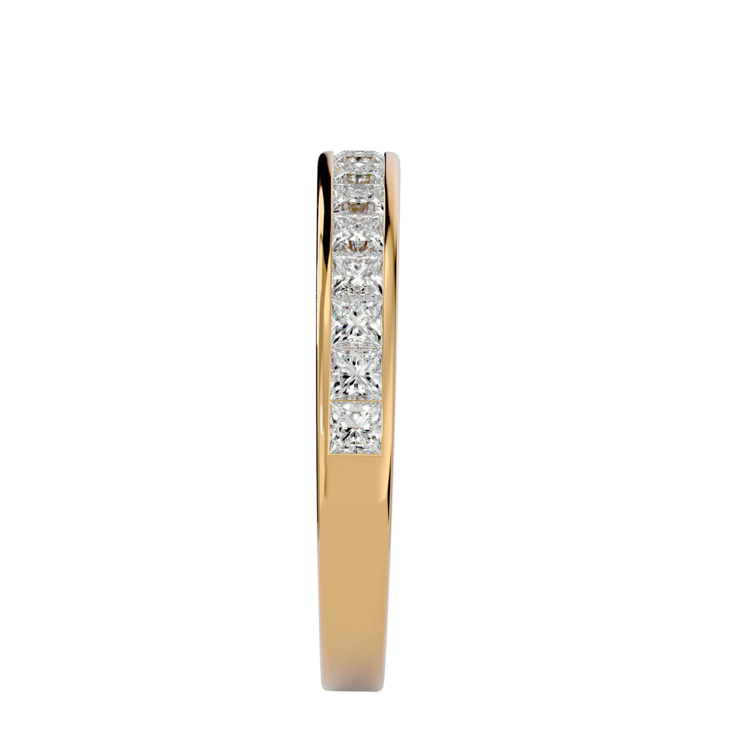 Princess half diamond eternity ring