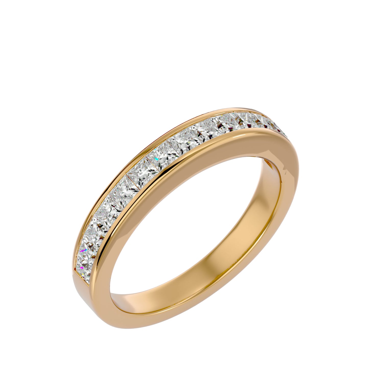 Princess half diamond eternity ring