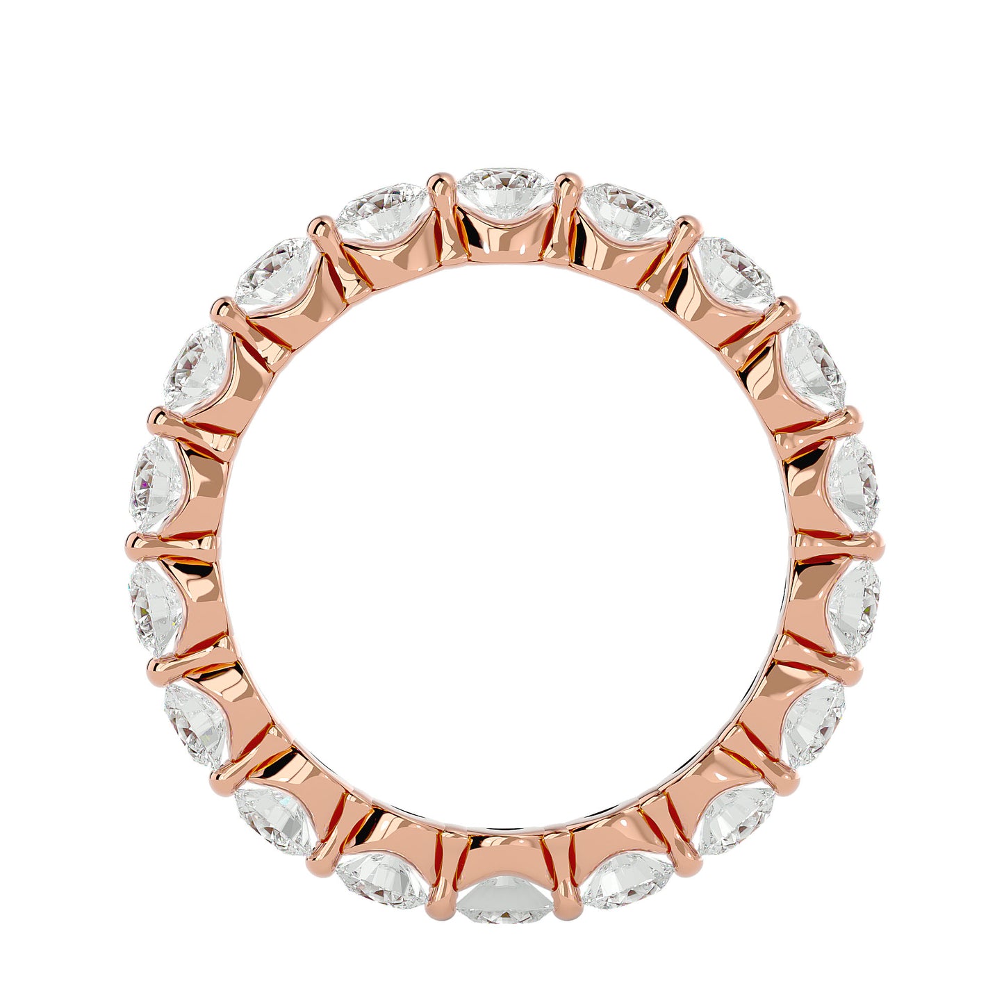 Floating prong diamond eternity ring