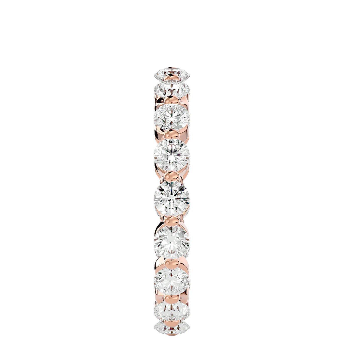 Floating prong diamond eternity ring