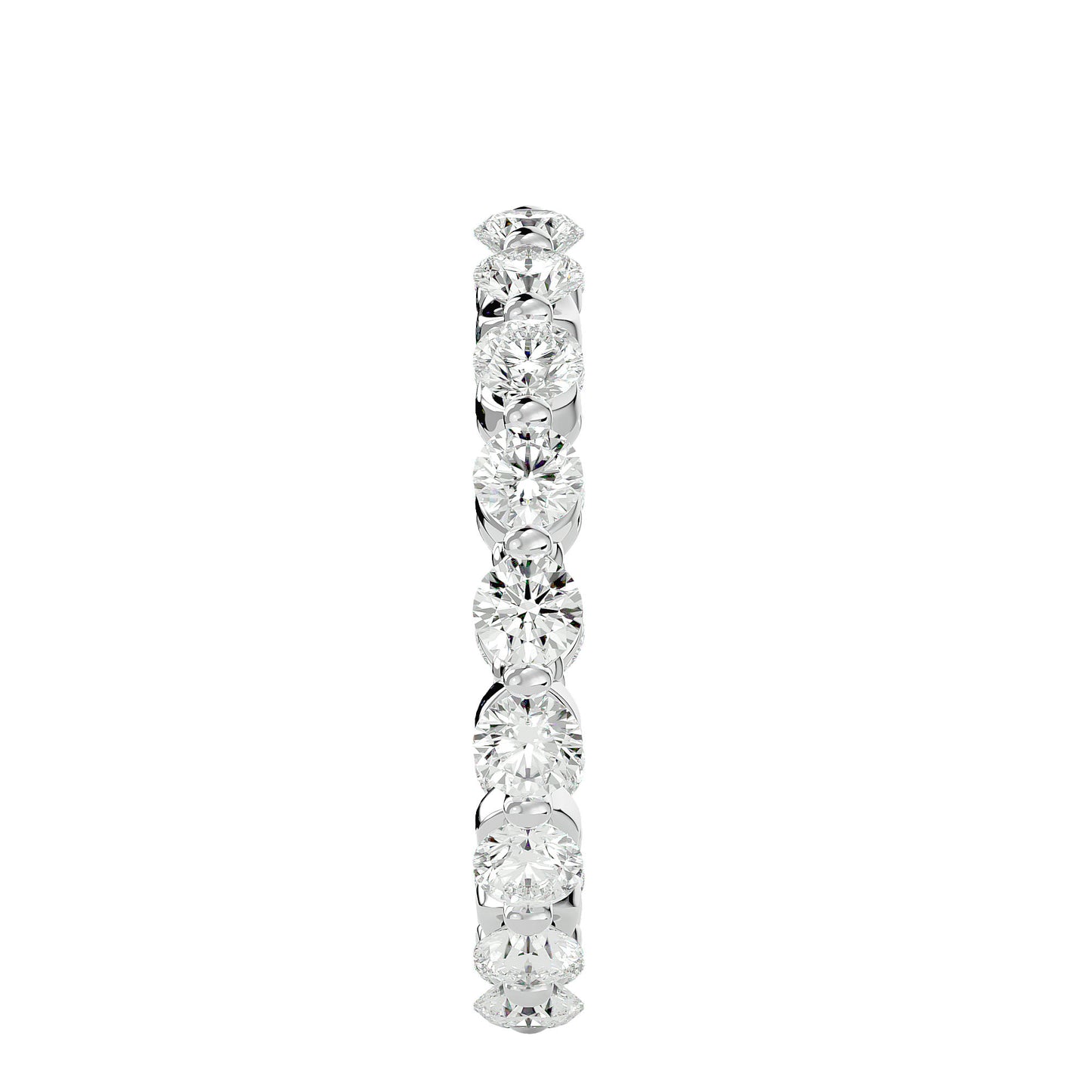 Floating prong diamond eternity ring