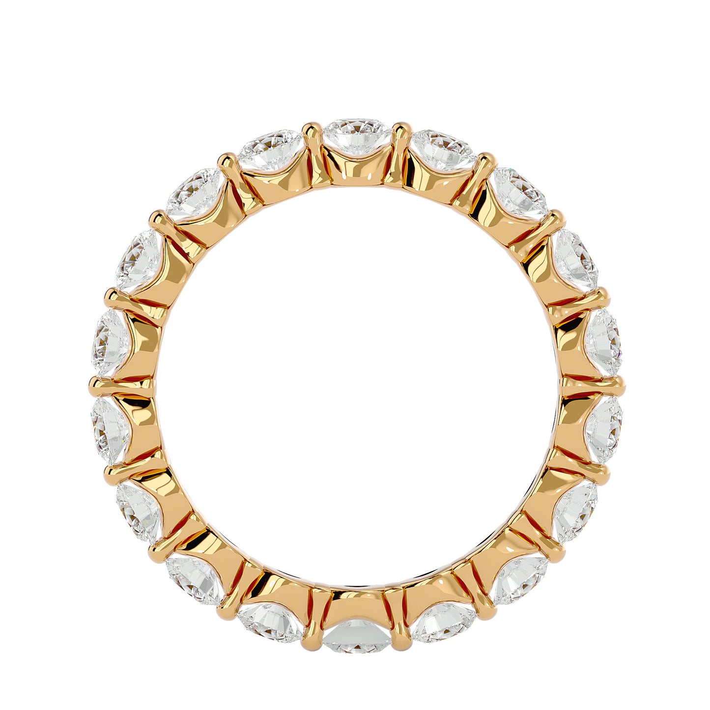Floating prong diamond eternity ring
