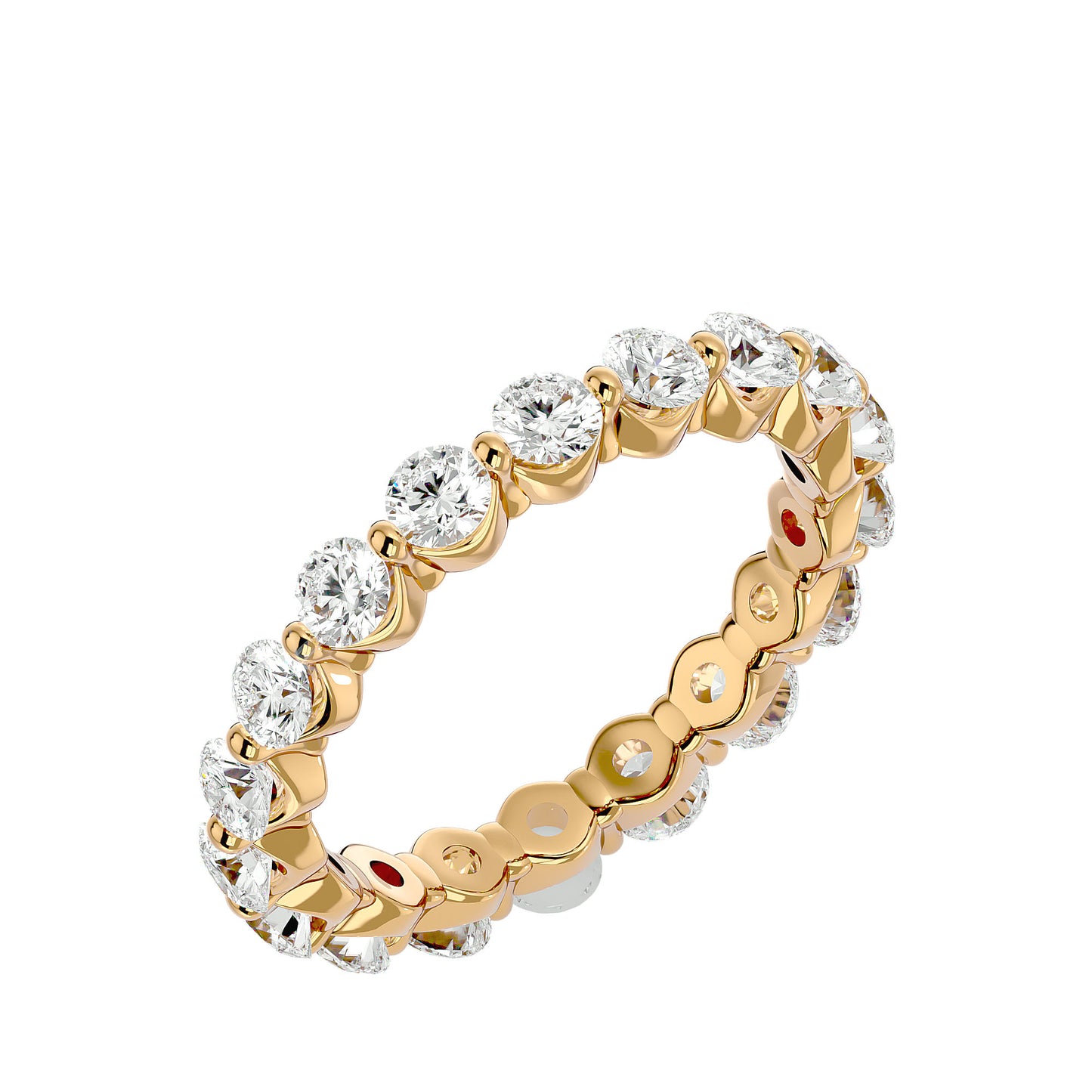 Floating prong diamond eternity ring