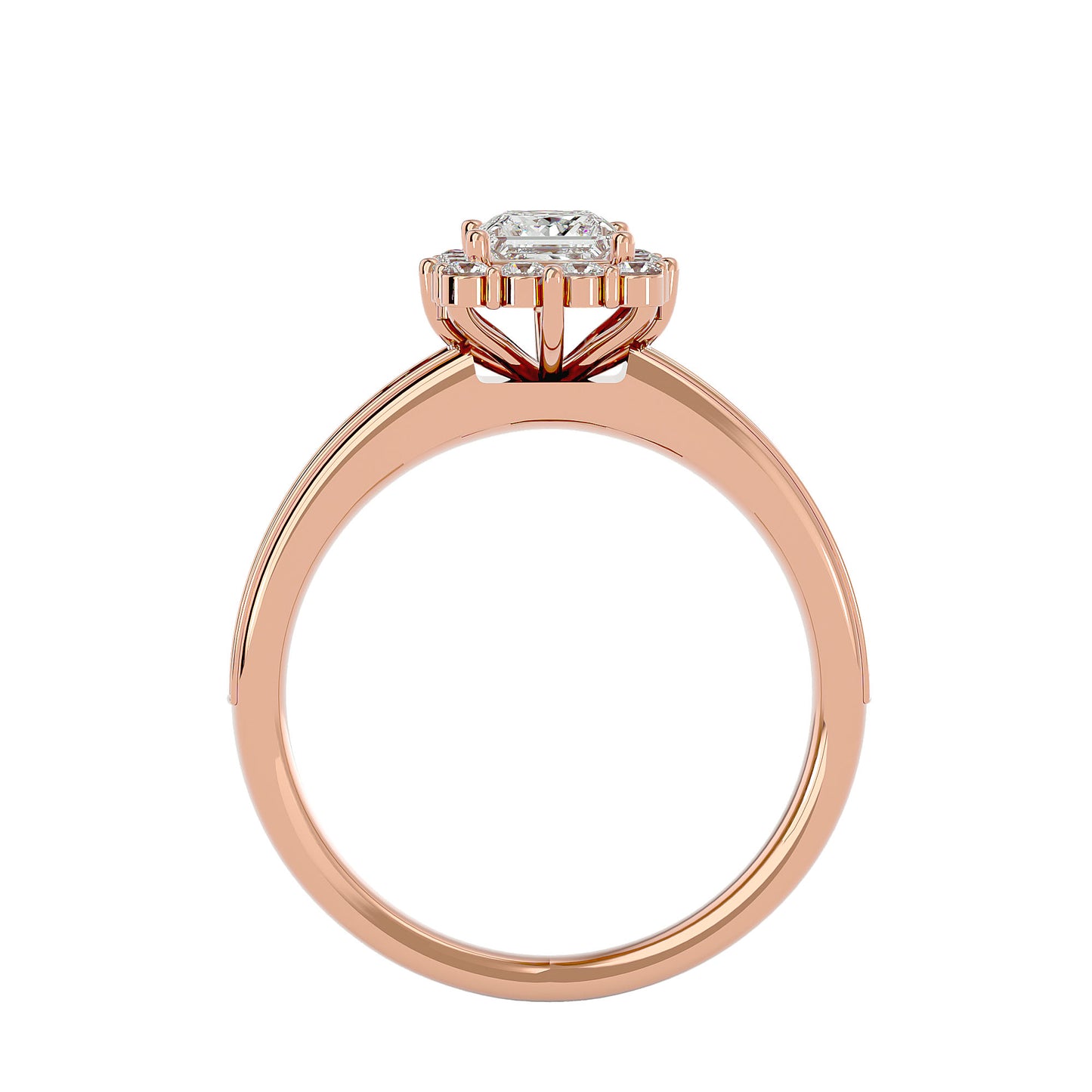 Princess diamond engagement ring with wedding band