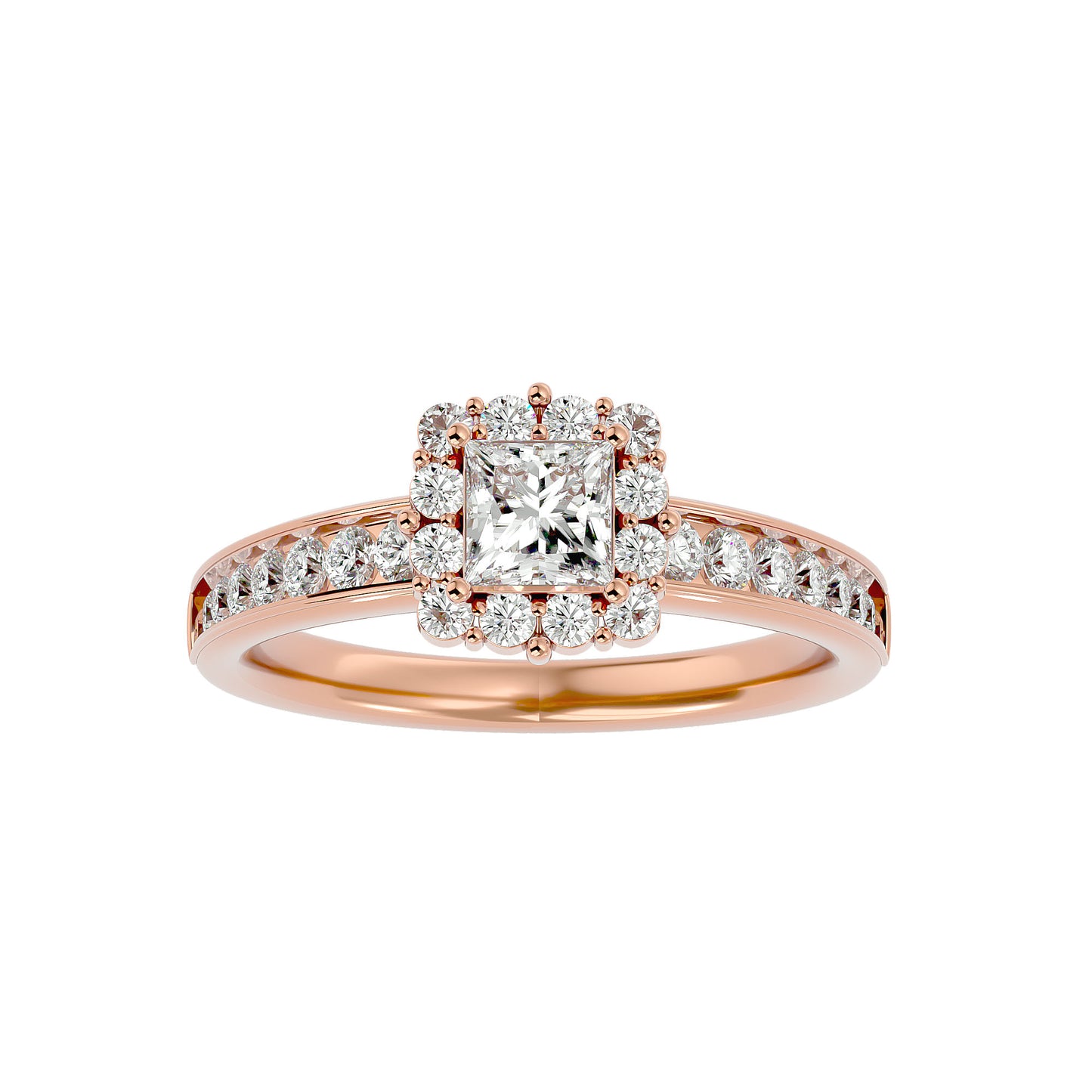 Princess diamond engagement ring with wedding band