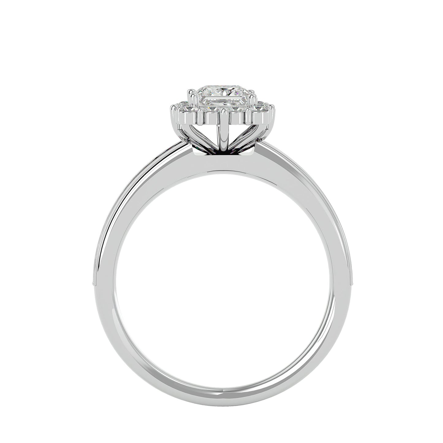 Princess diamond engagement ring with wedding band