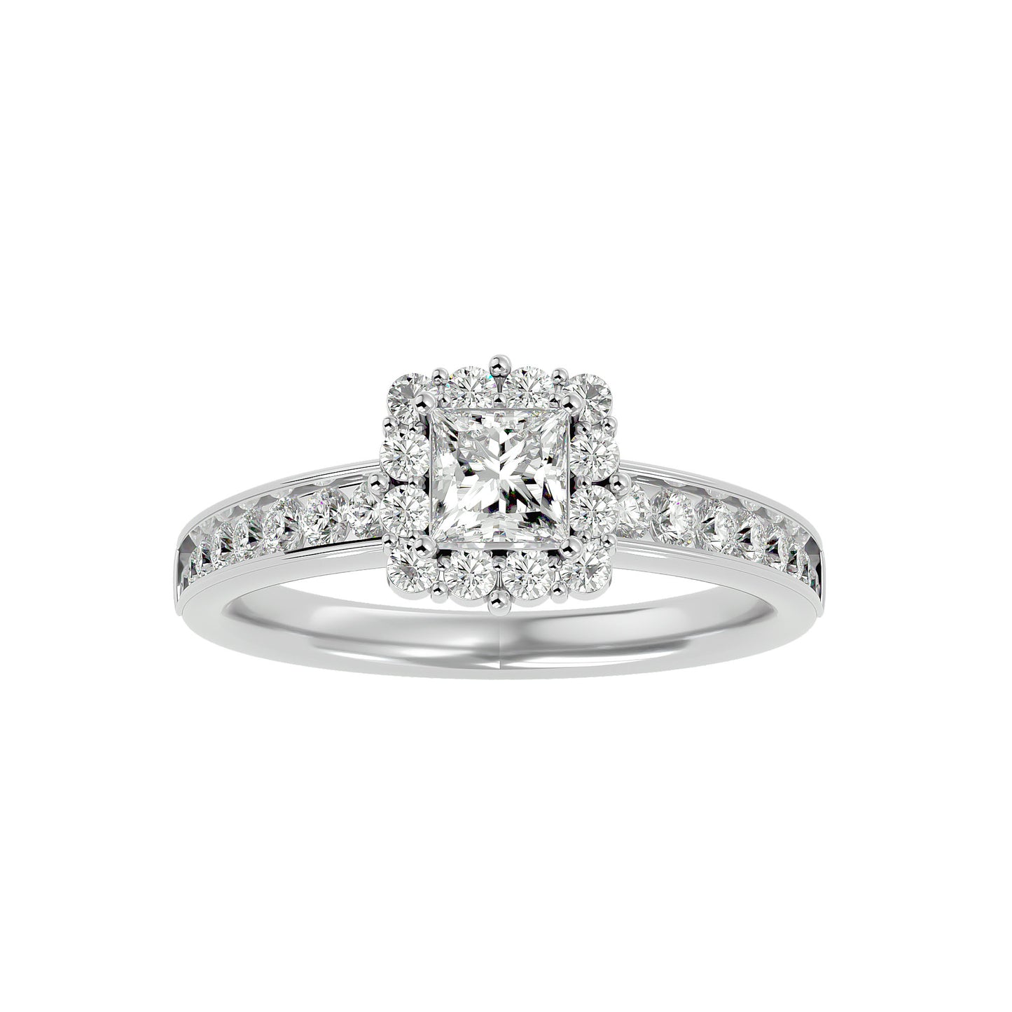 Princess diamond engagement ring with wedding band