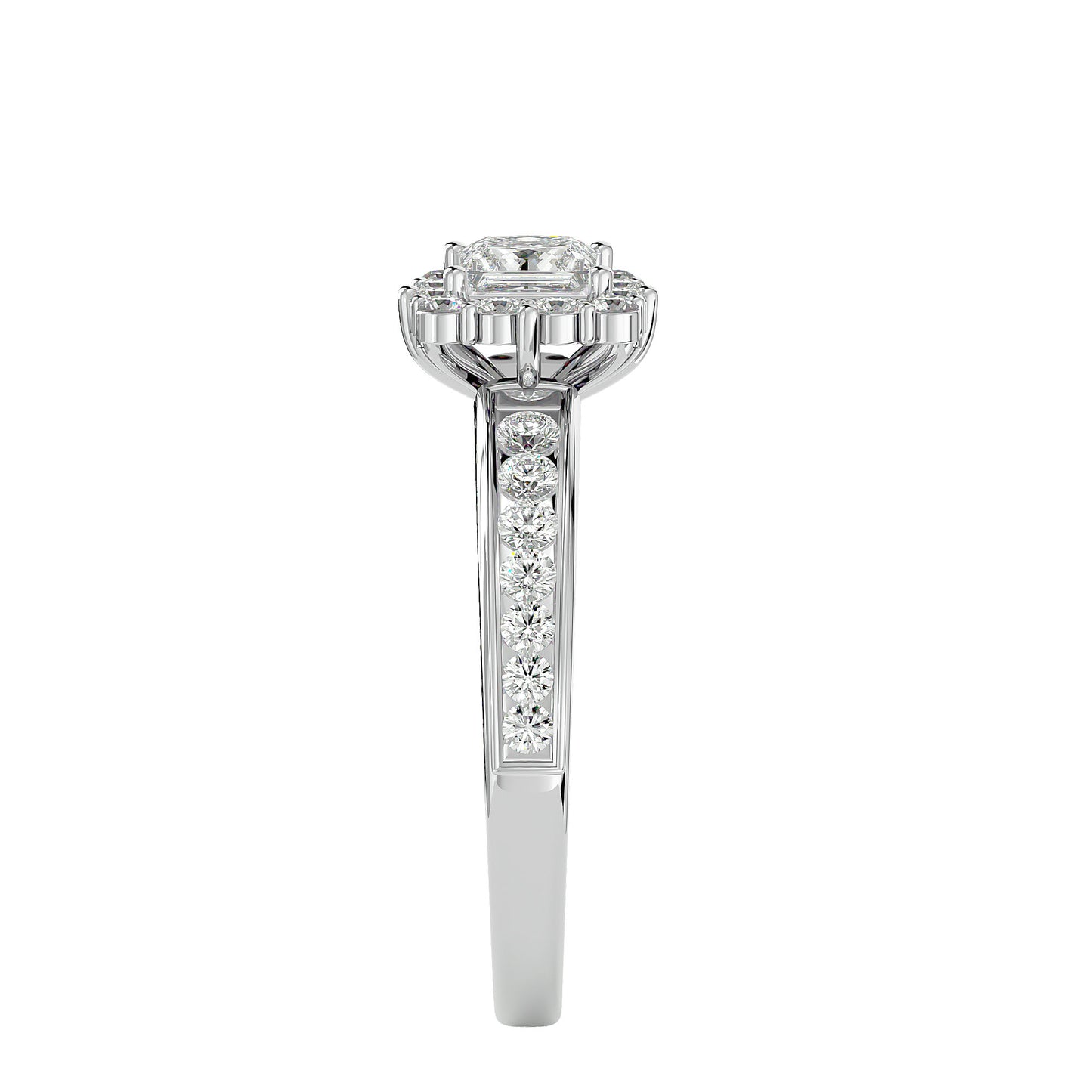 Princess diamond engagement ring with wedding band