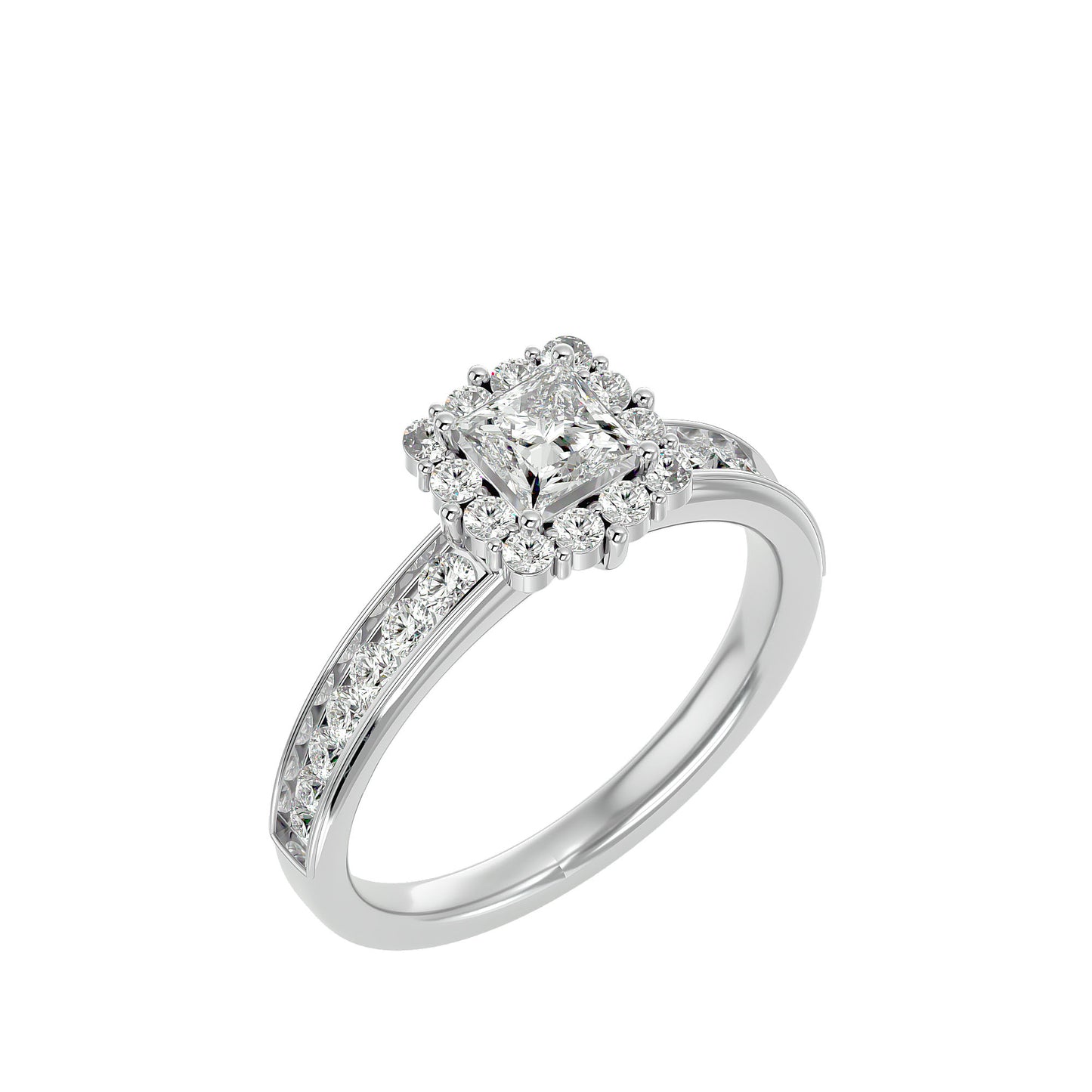 Princess diamond engagement ring with wedding band