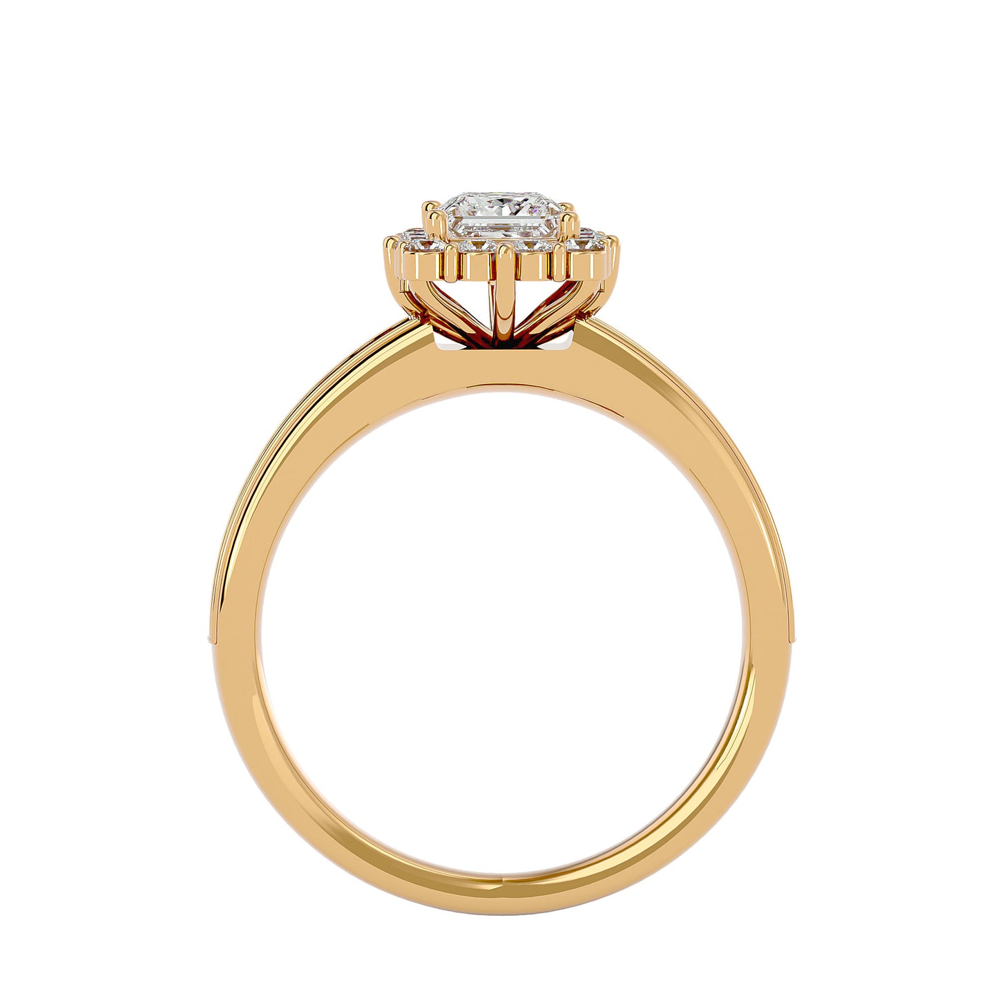 Princess diamond engagement ring with wedding band