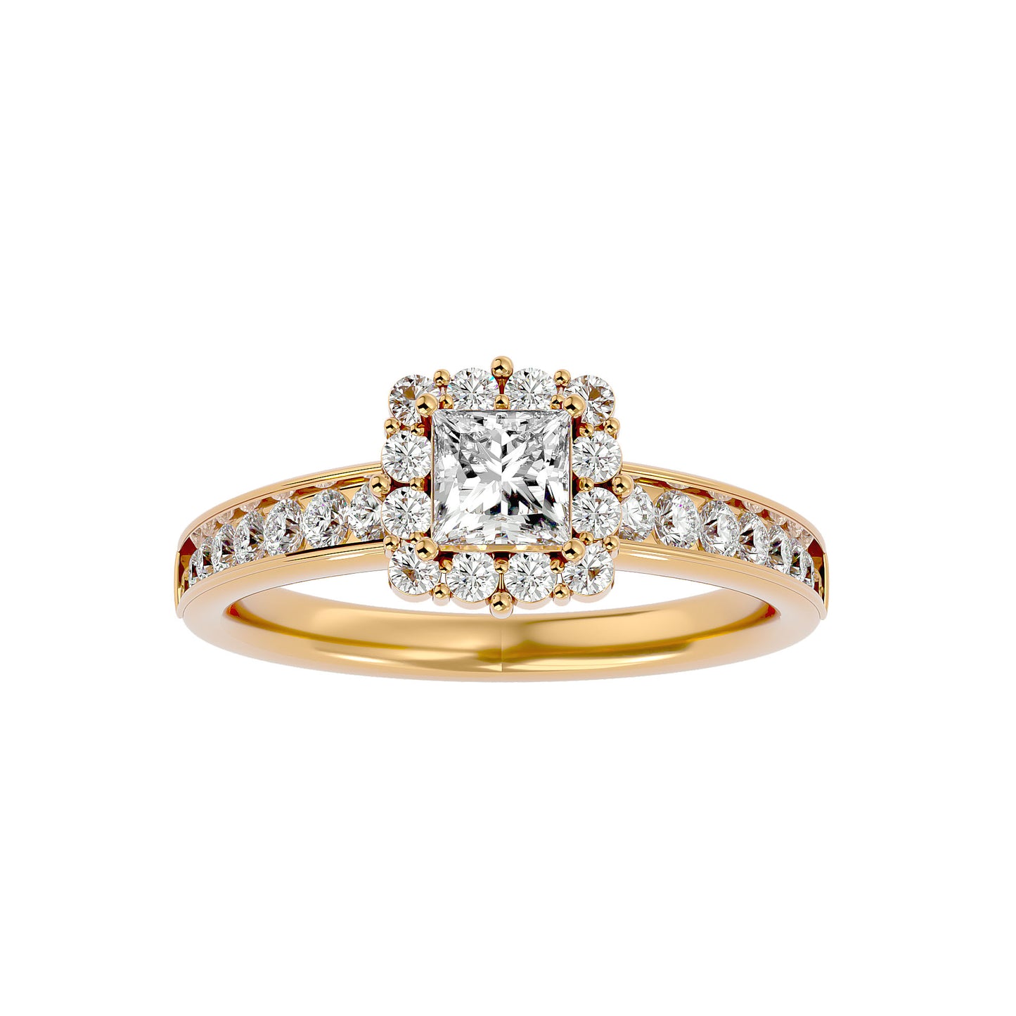 Princess diamond engagement ring with wedding band