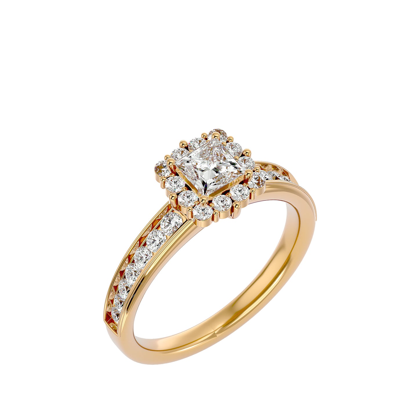 Princess diamond engagement ring with wedding band