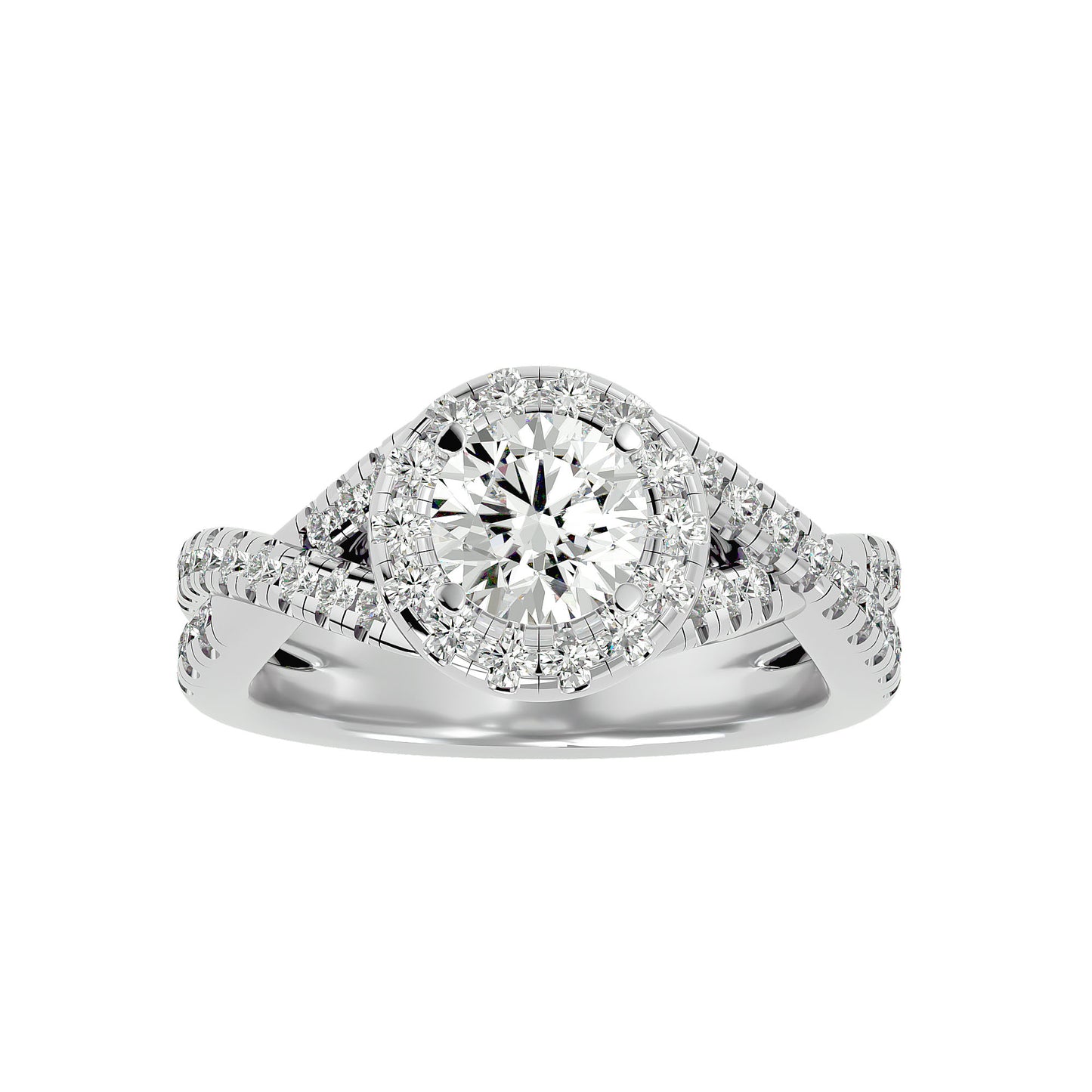 Bea criss cross diamond engagement ring