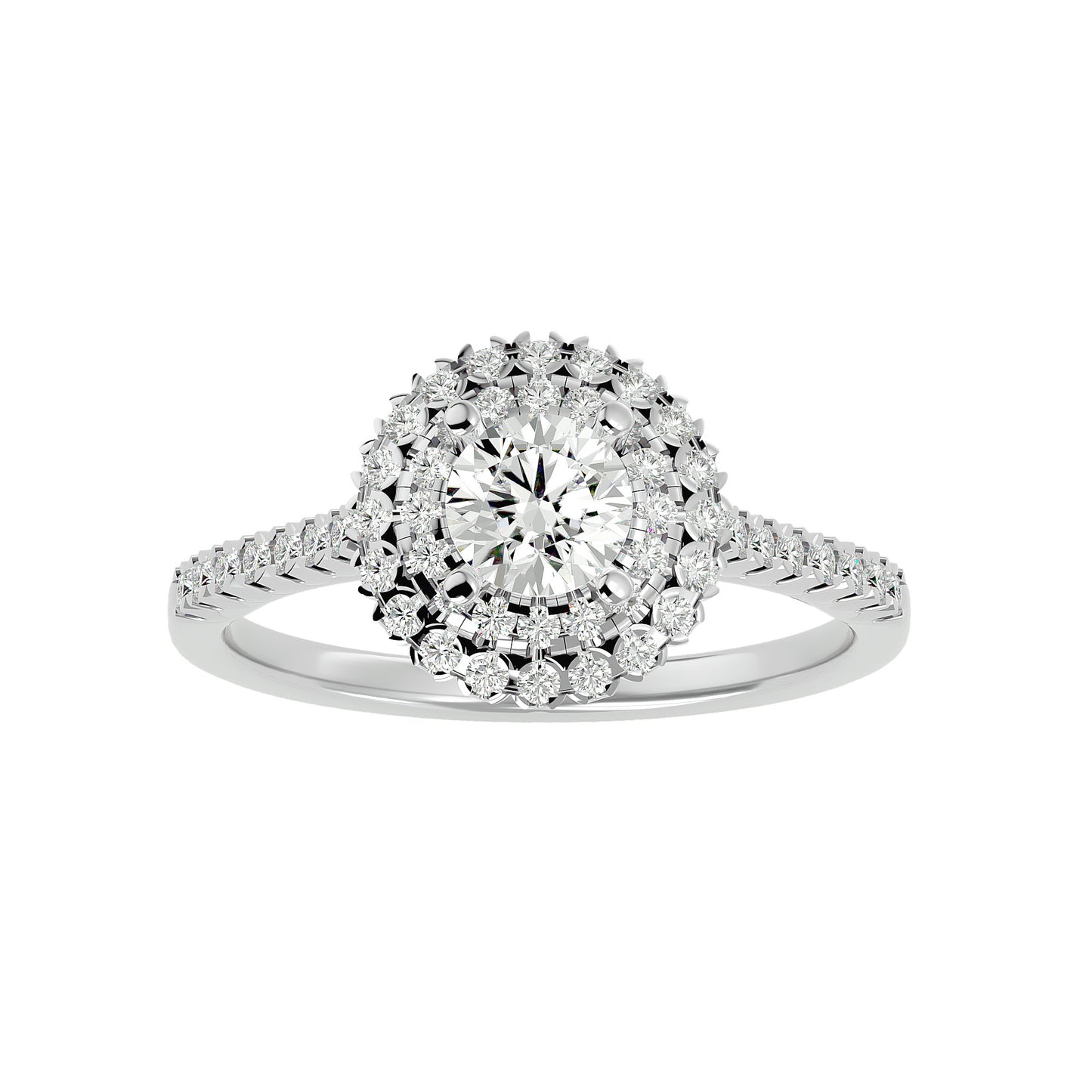 Monica double halo diamond engagement ring