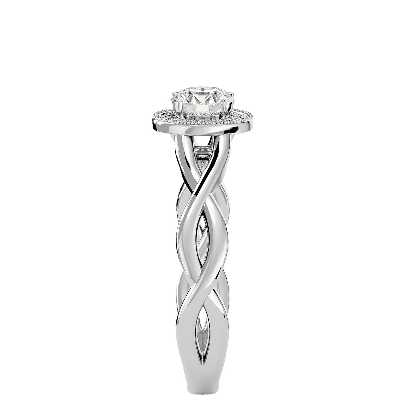 The Intertwined Halo Diamond Engagement Ring