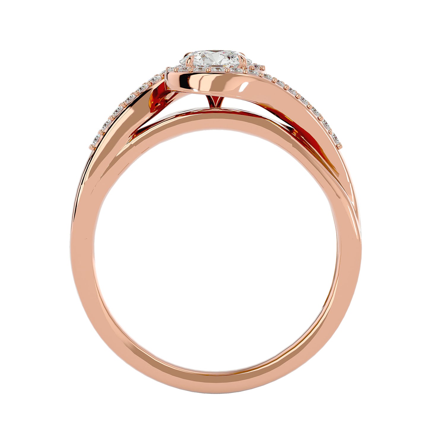 Infinity bypass diamond engagement ring
