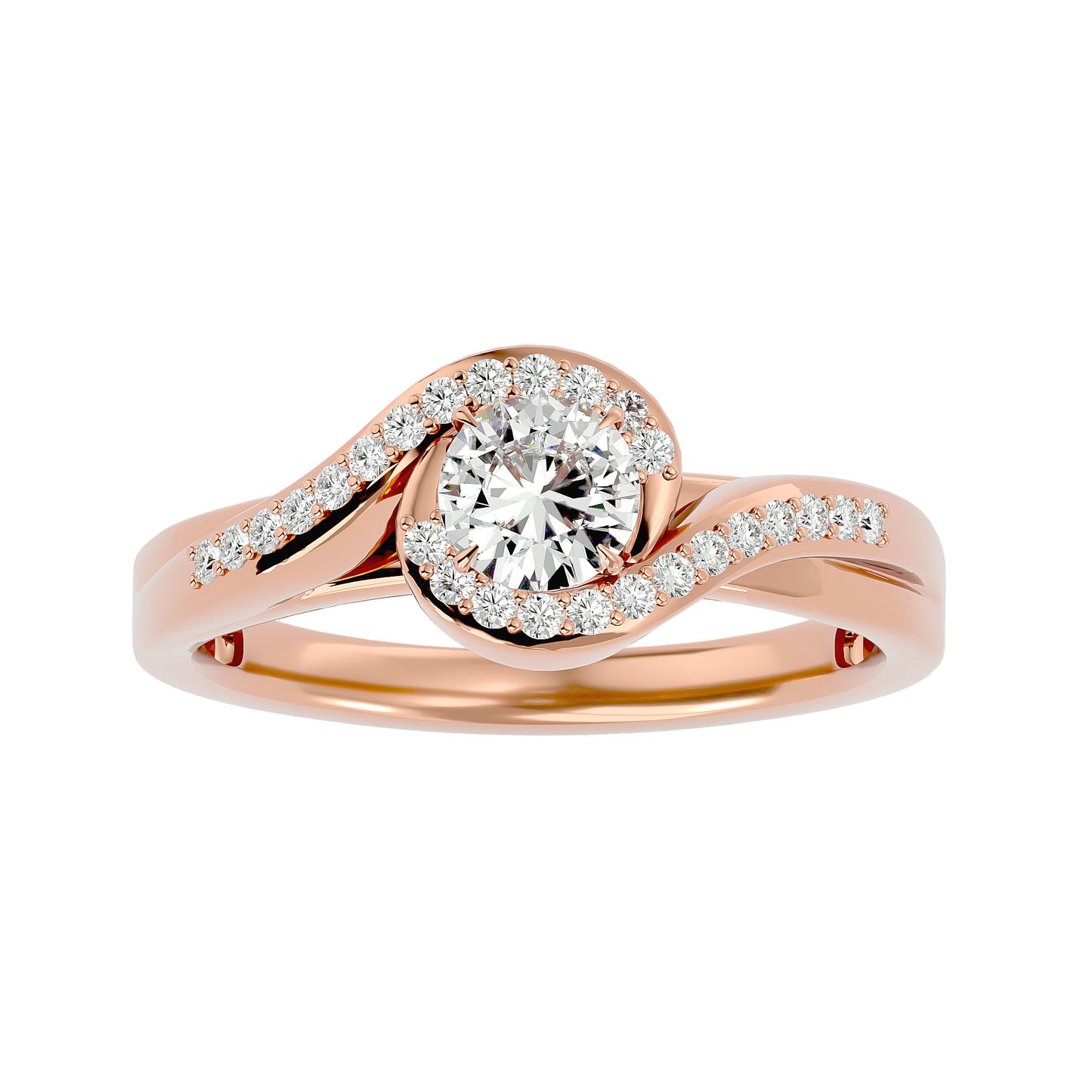 Infinity bypass diamond engagement ring