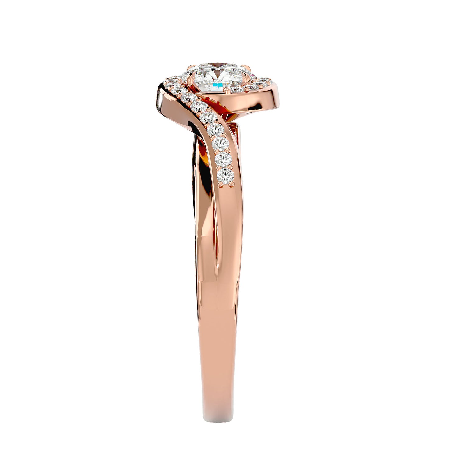 Infinity bypass diamond engagement ring