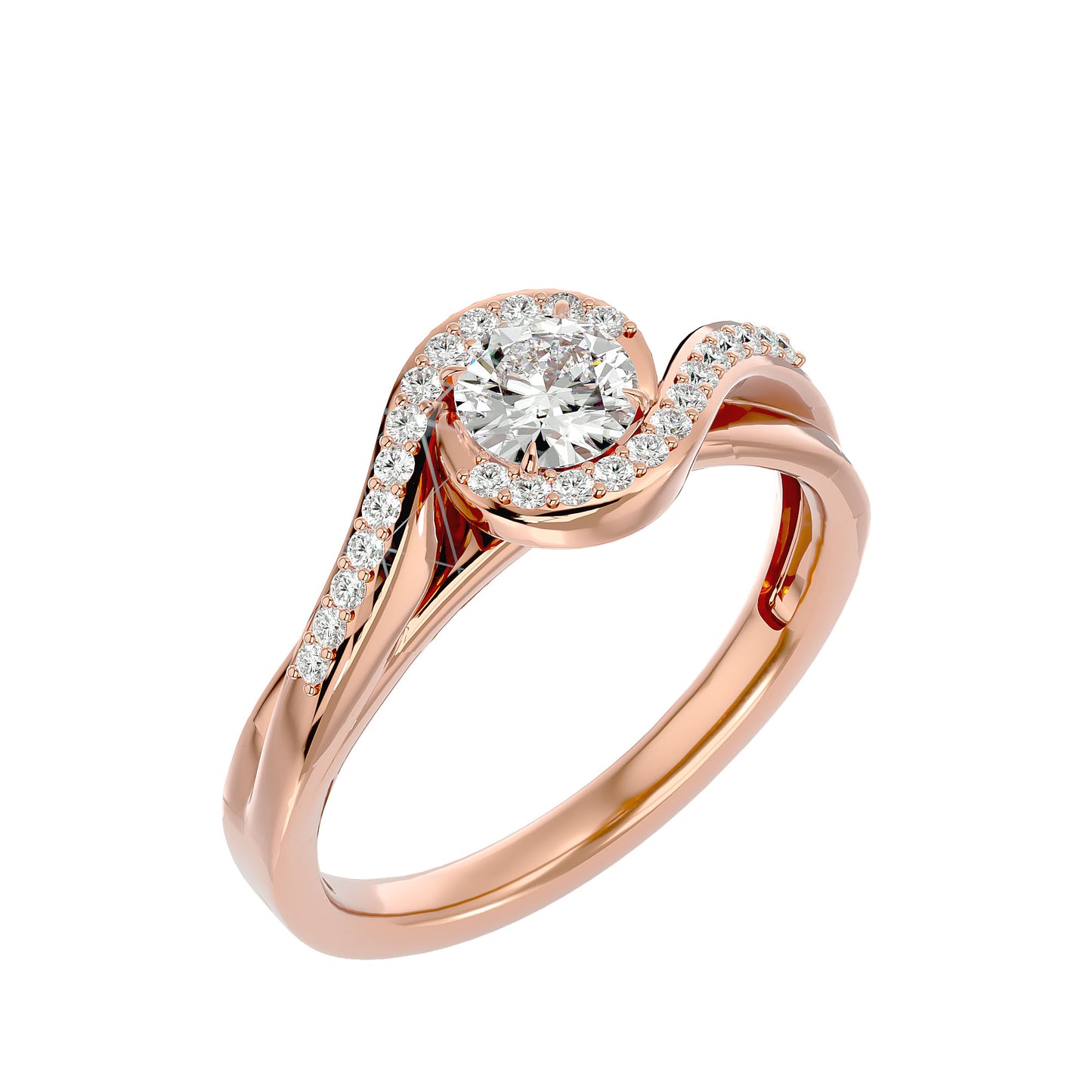 Infinity bypass diamond engagement ring