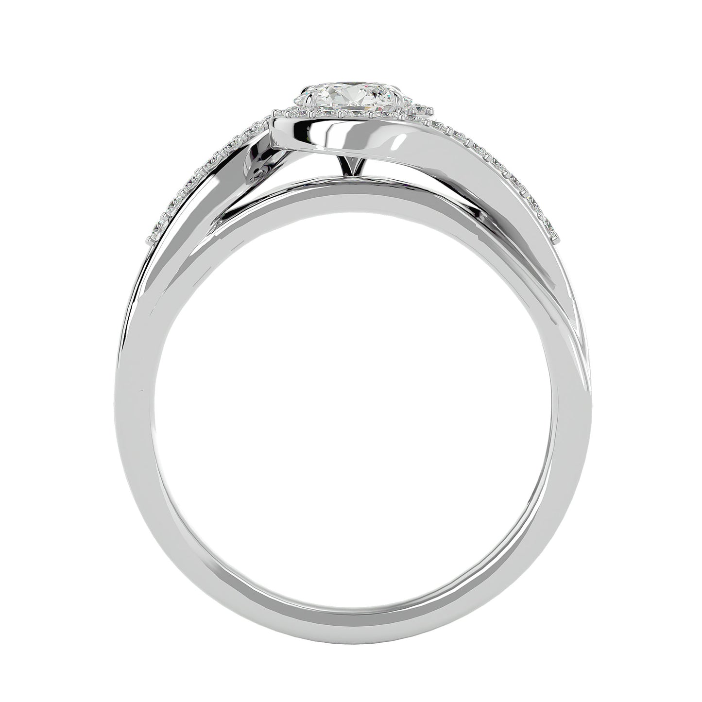 Infinity bypass diamond engagement ring