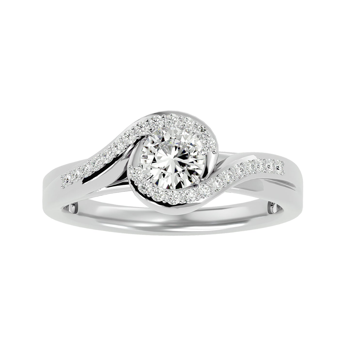 Infinity bypass diamond engagement ring