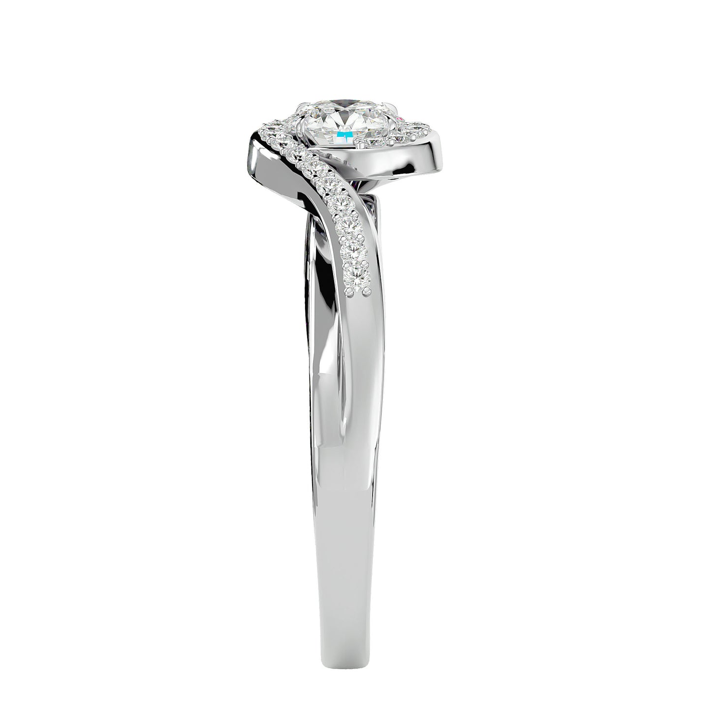 Infinity bypass diamond engagement ring
