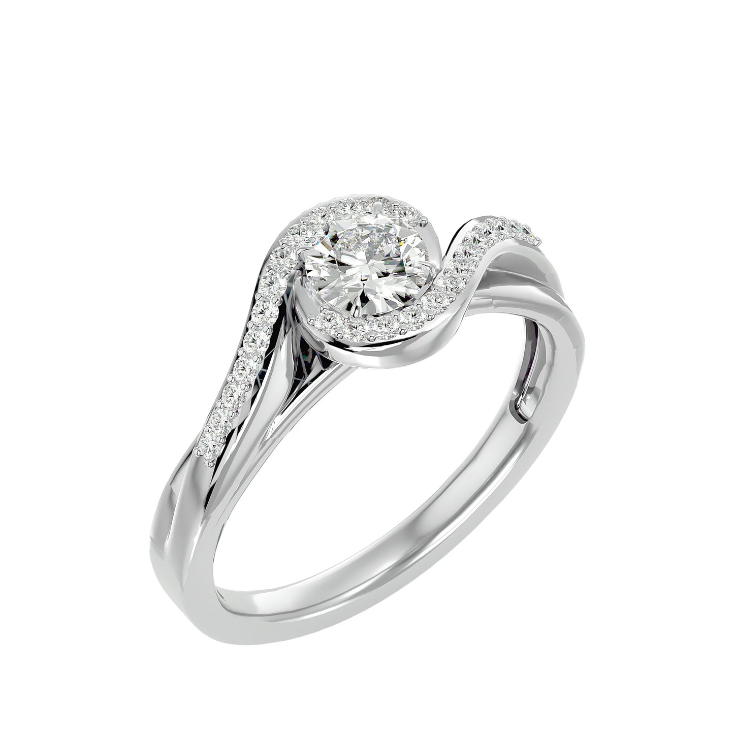 Infinity bypass diamond engagement ring