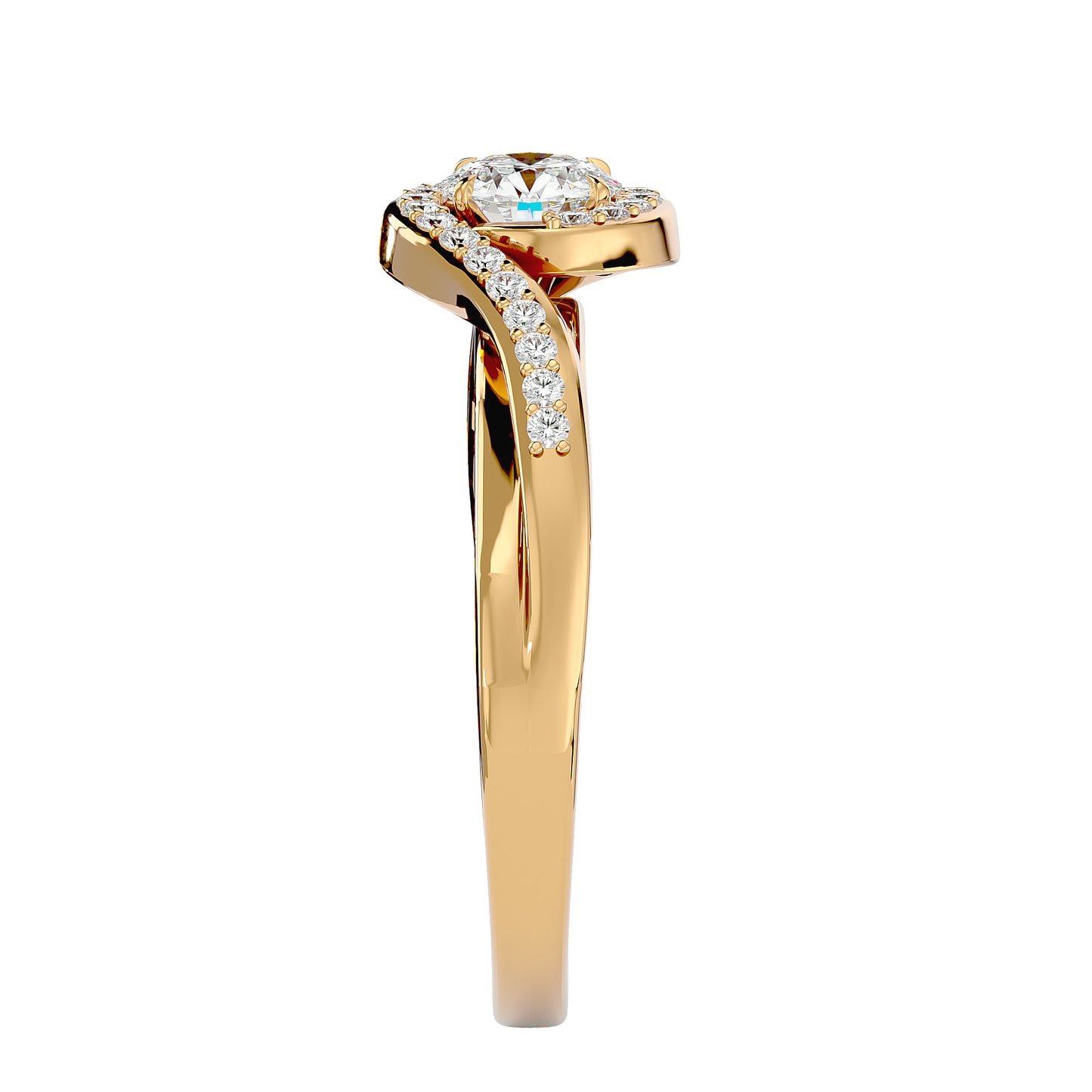 Infinity bypass diamond engagement ring