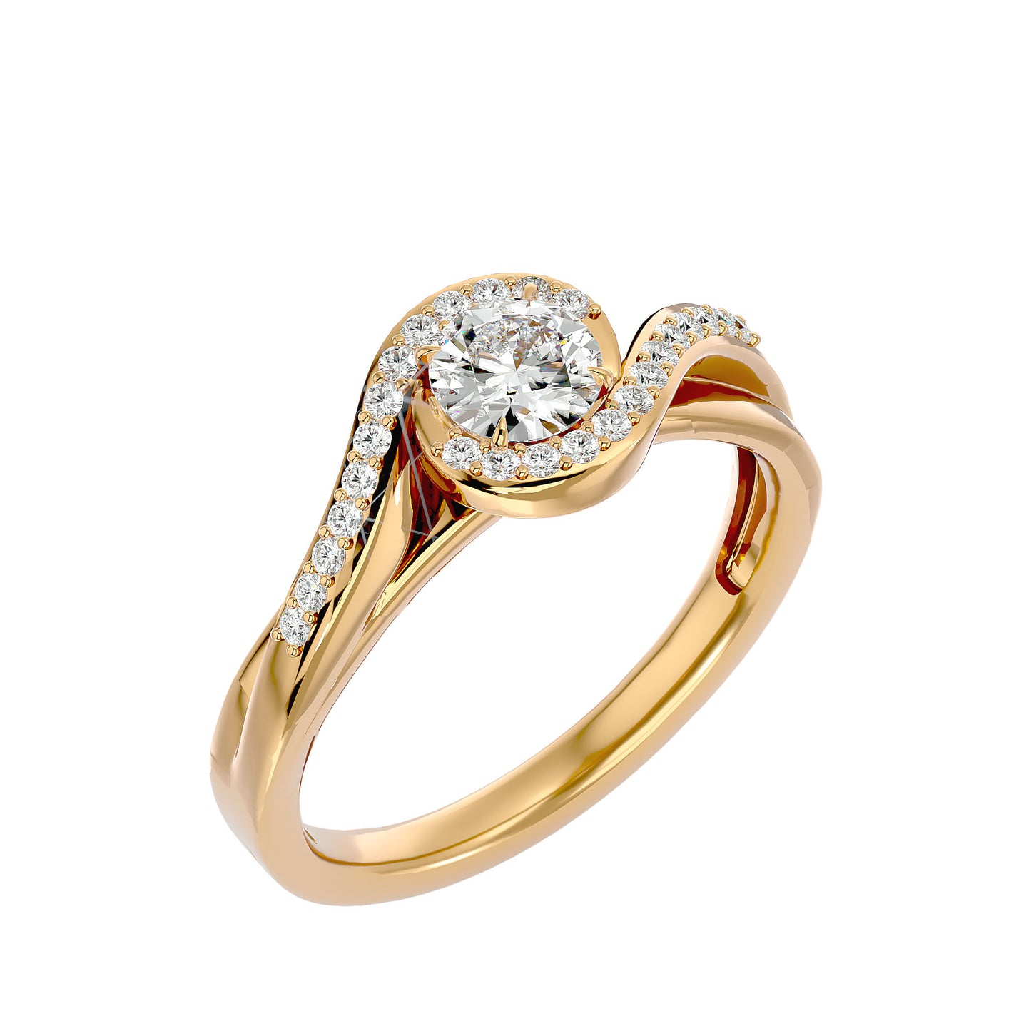 Infinity bypass diamond engagement ring