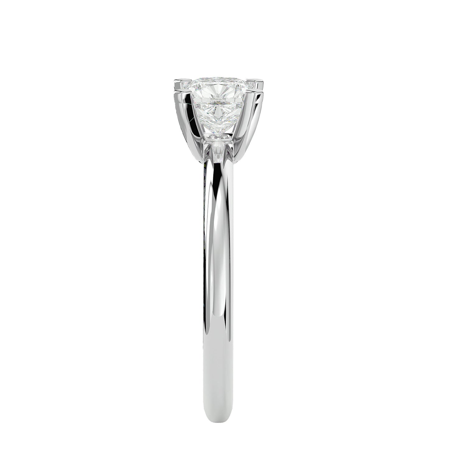 Petite style cushion diamond engagement ring