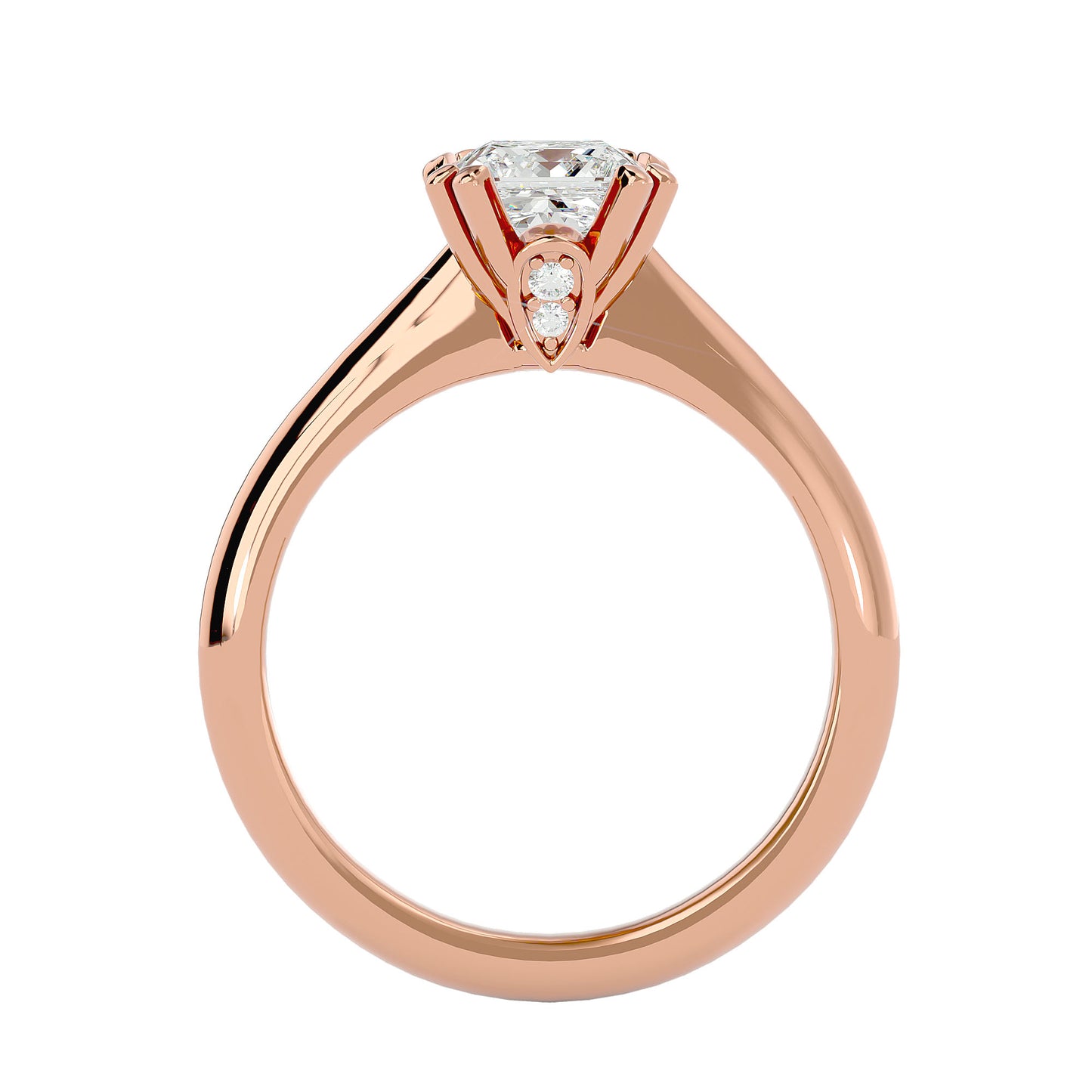 Split prong princess diamond engagement ring