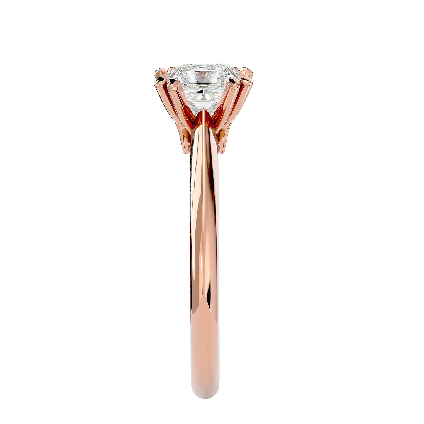 Split prong princess diamond engagement ring