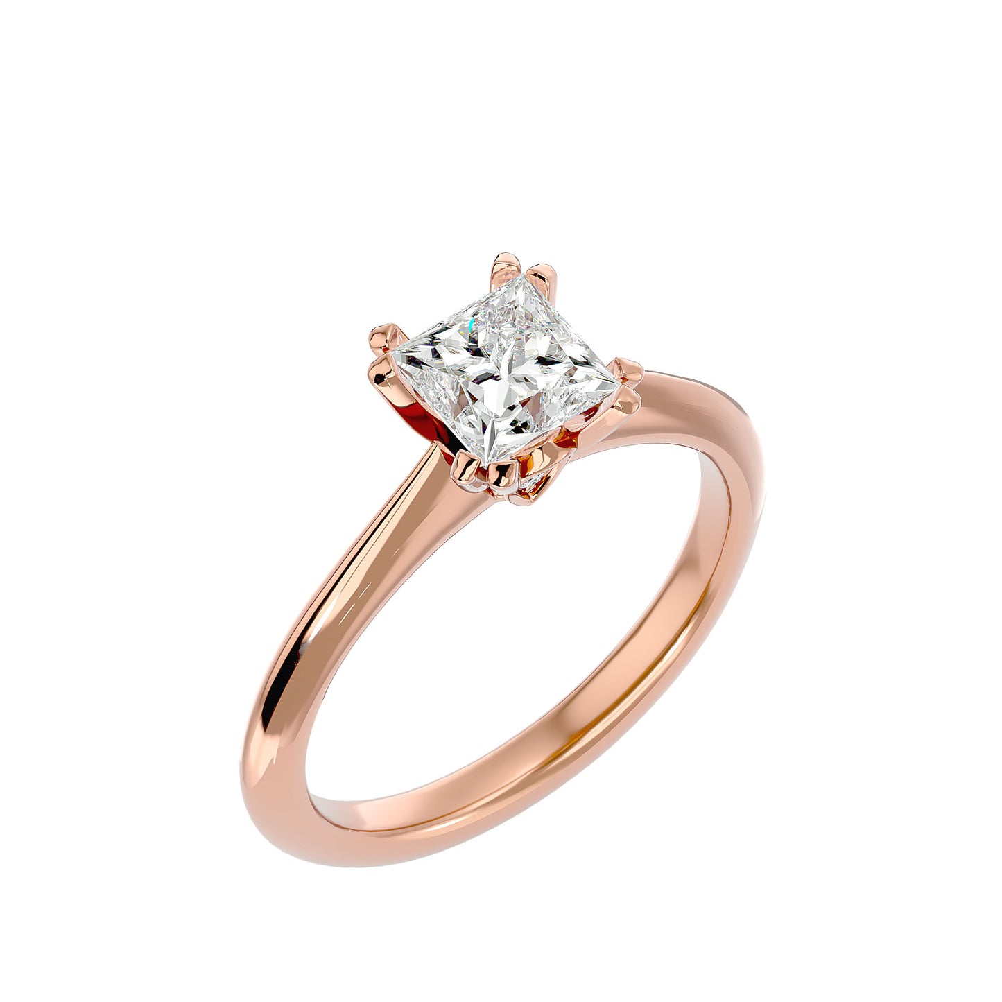 Split prong princess diamond engagement ring