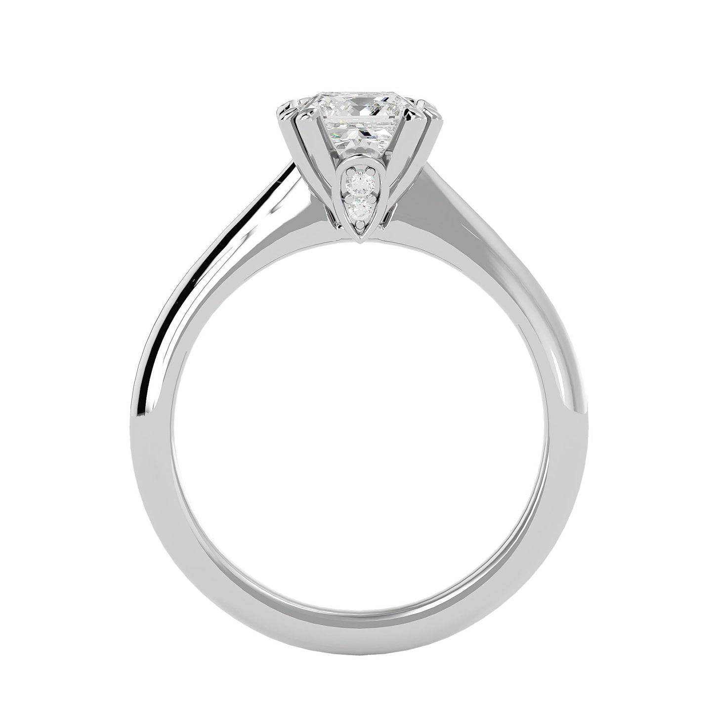 Split prong princess diamond engagement ring