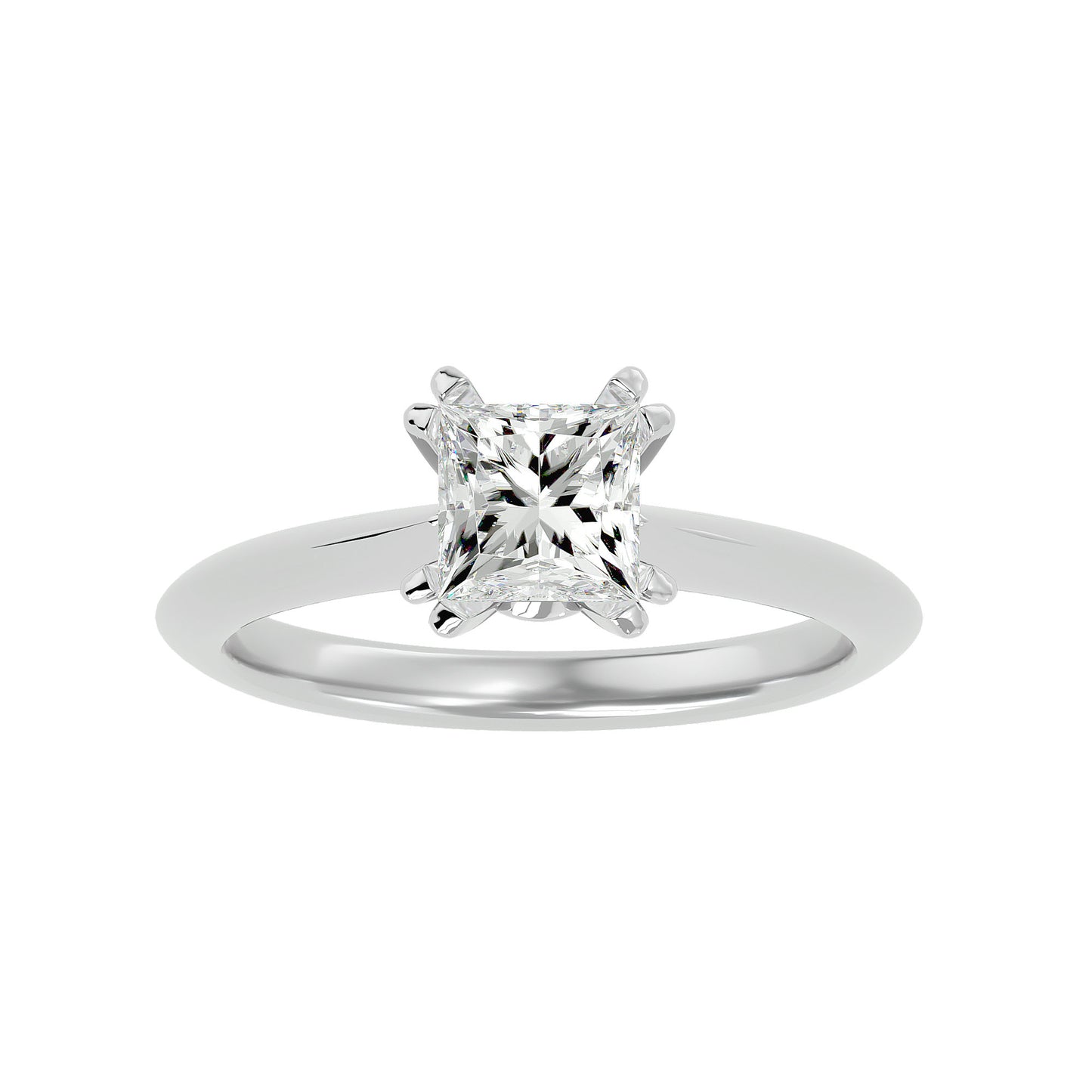 Split prong princess diamond engagement ring