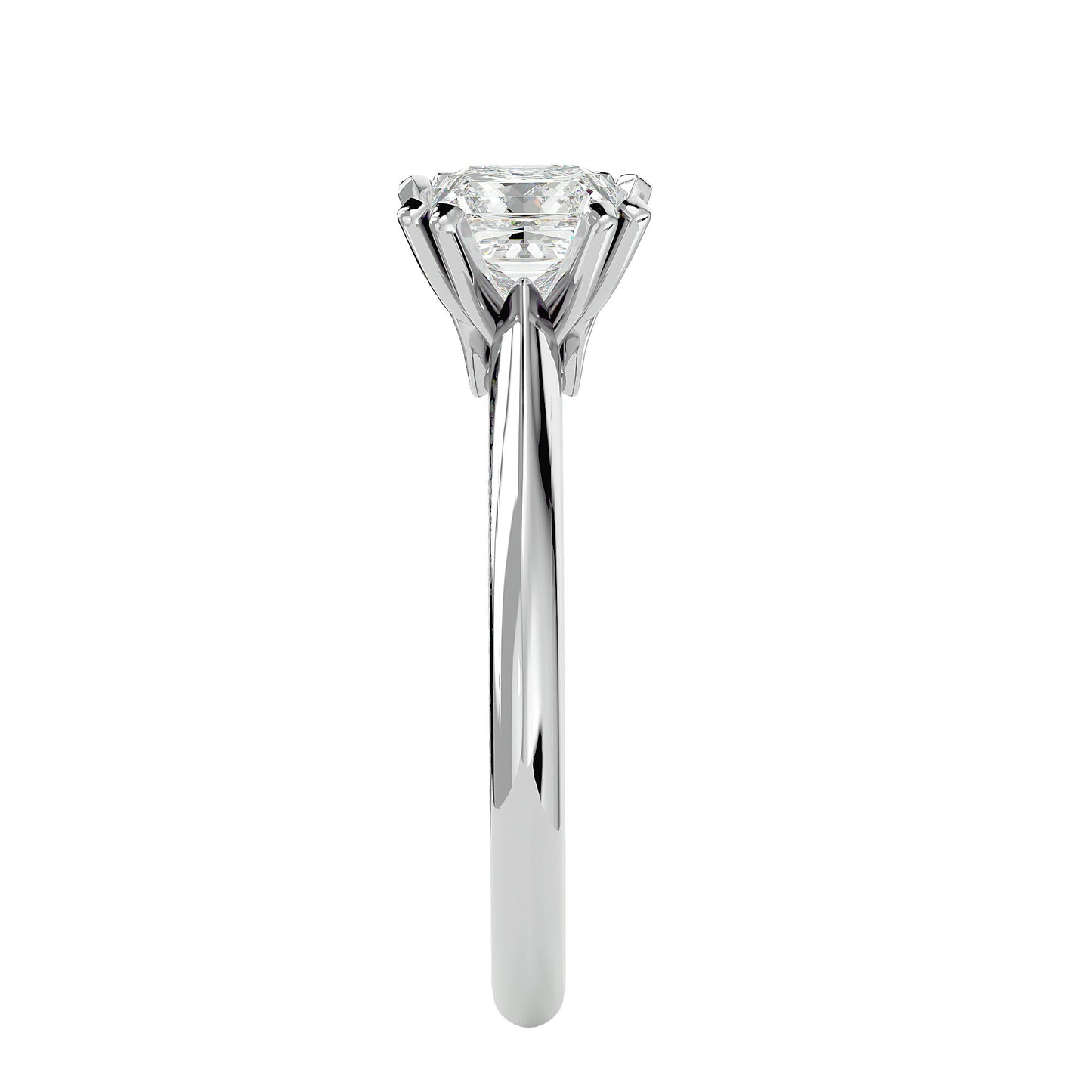 Split prong princess diamond engagement ring