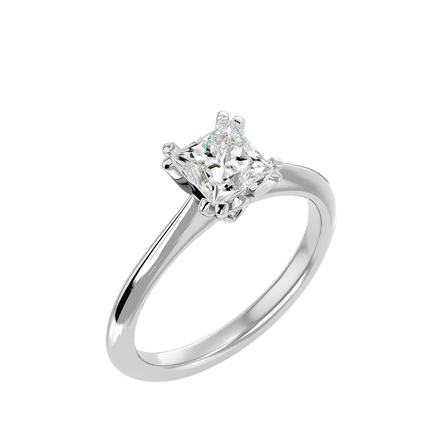 Split prong princess diamond engagement ring