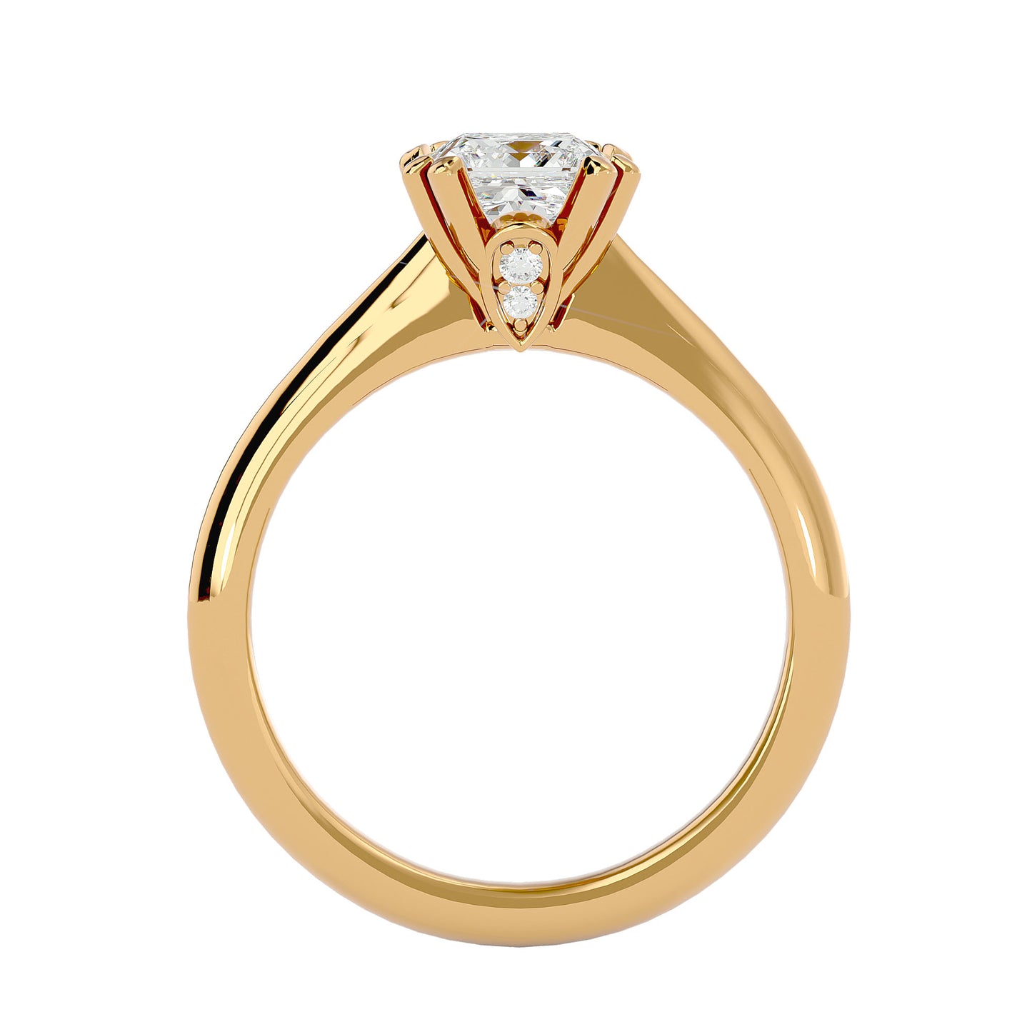 Split prong princess diamond engagement ring