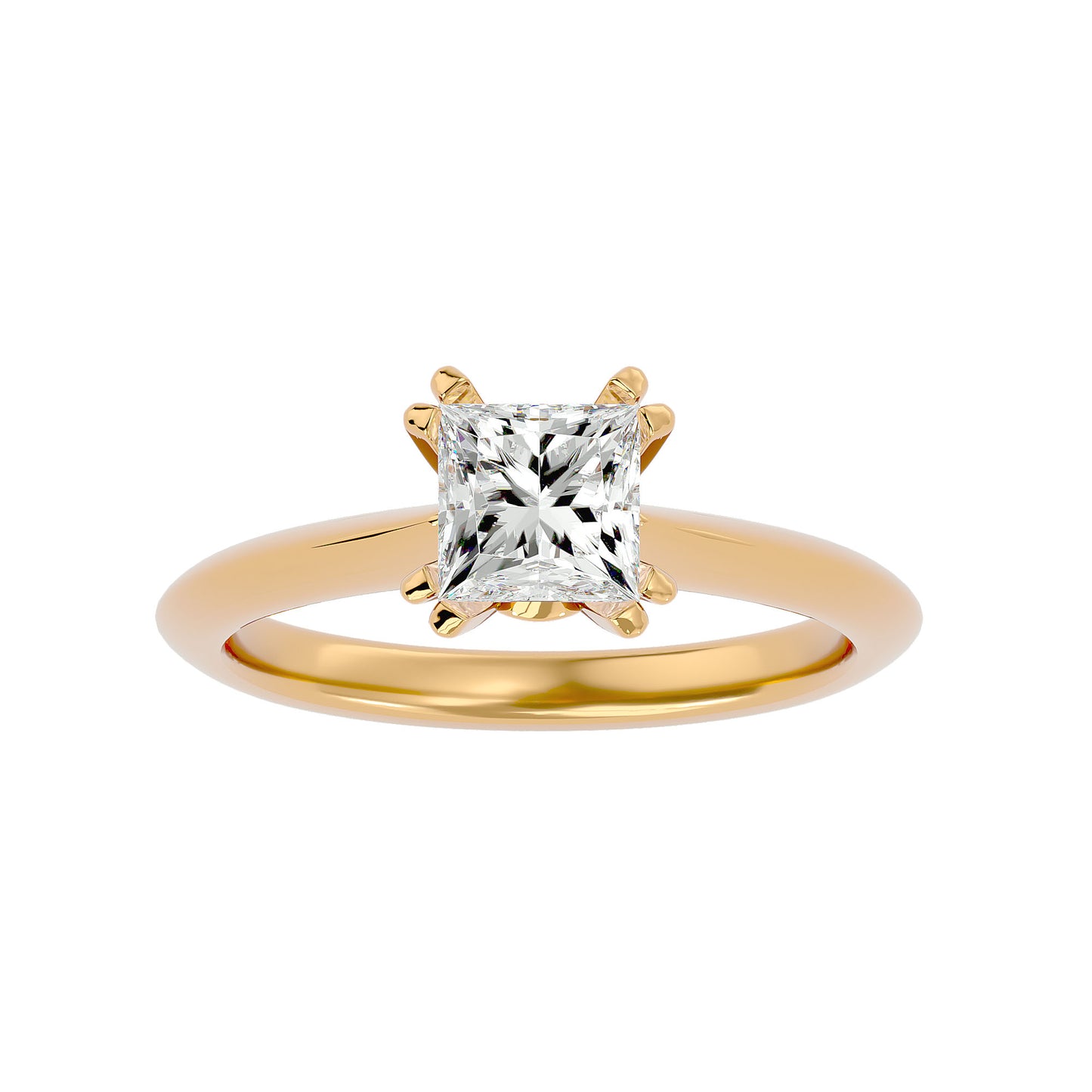 Split prong princess diamond engagement ring