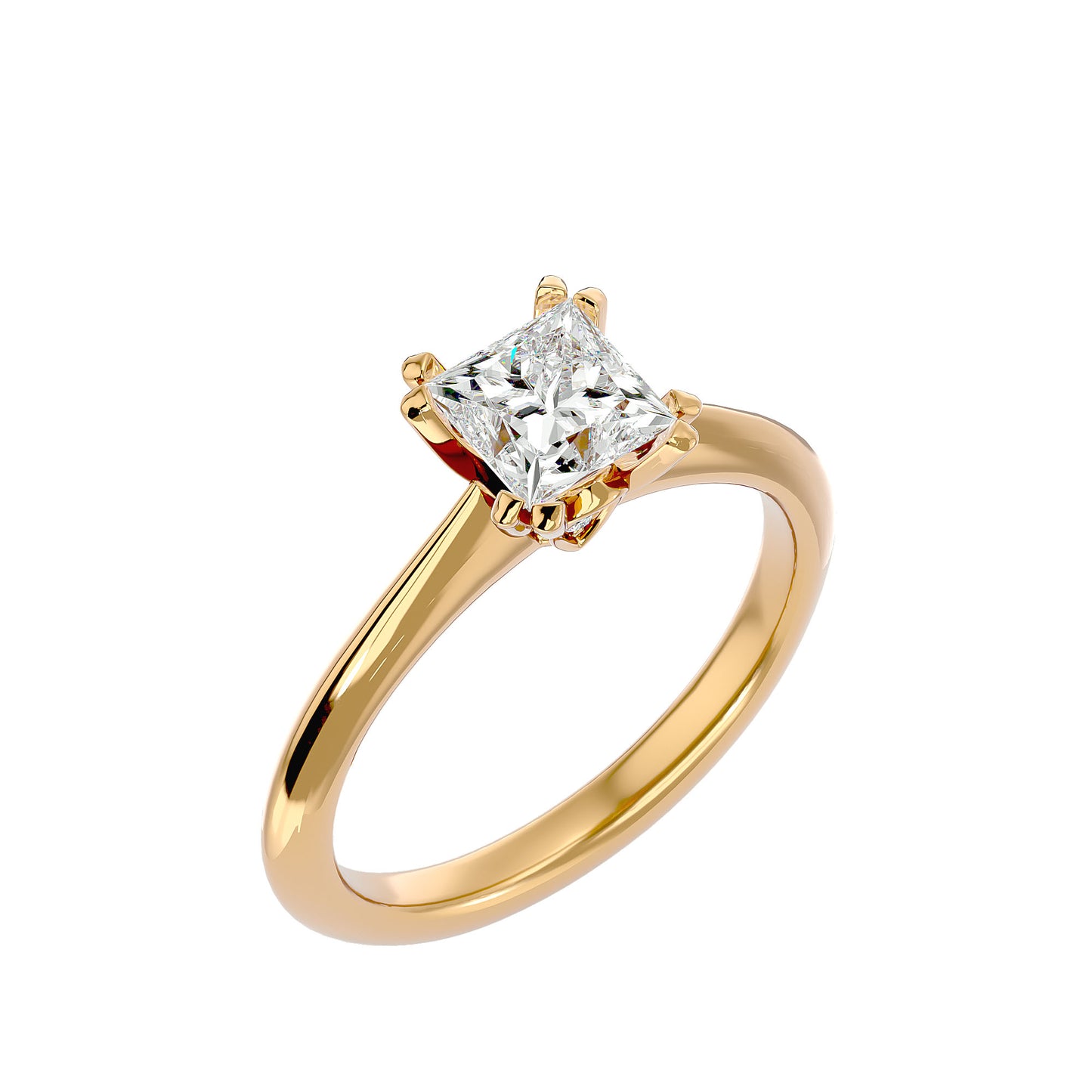 Split prong princess diamond engagement ring