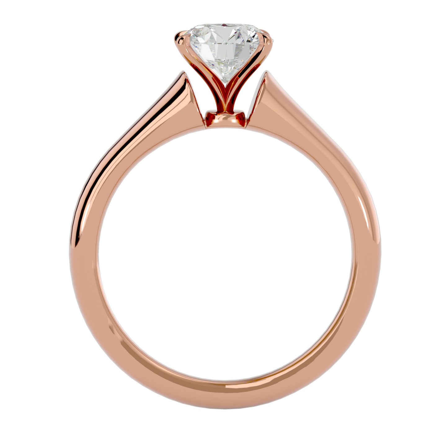 Knife-edge round diamond engagement ring