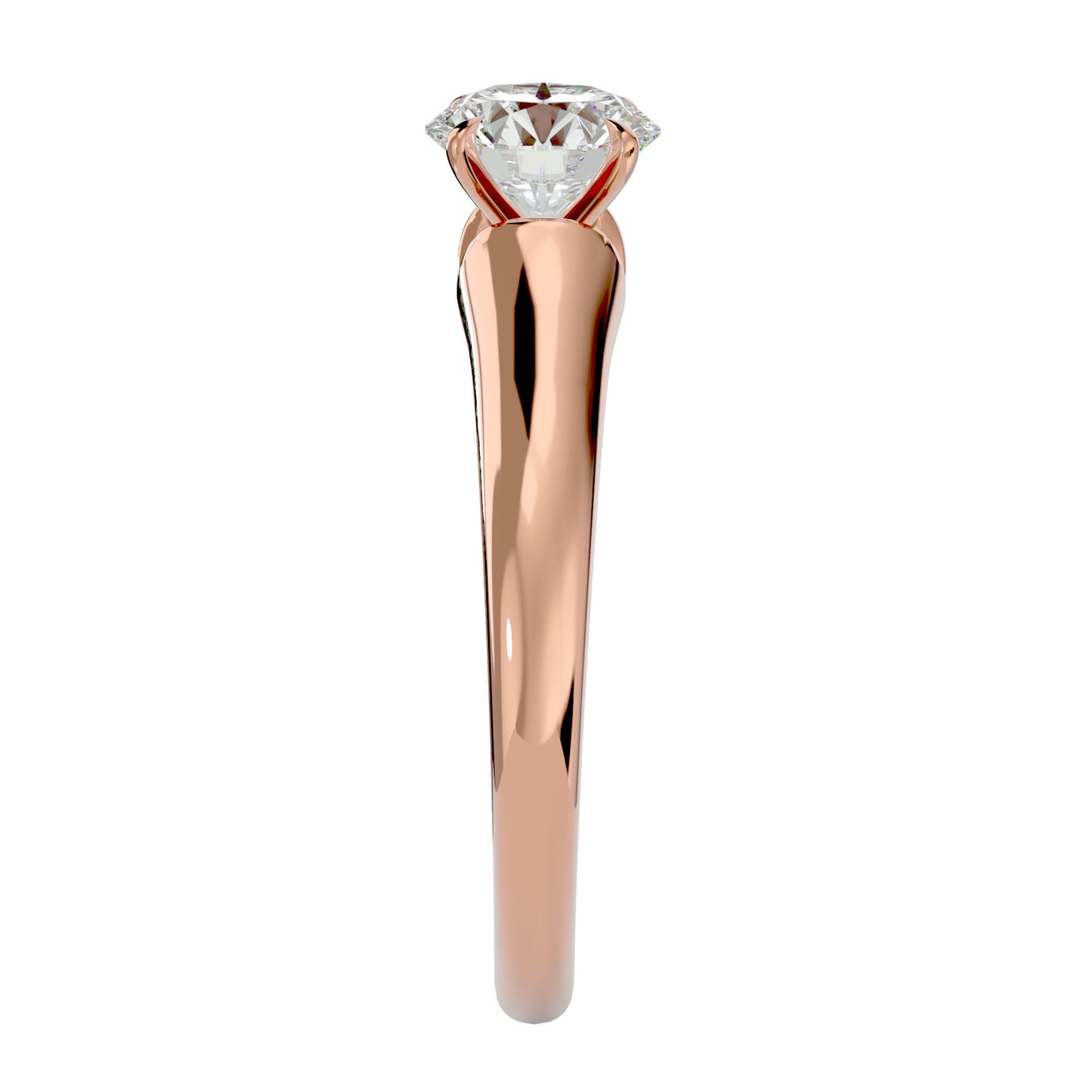 Knife-edge round diamond engagement ring