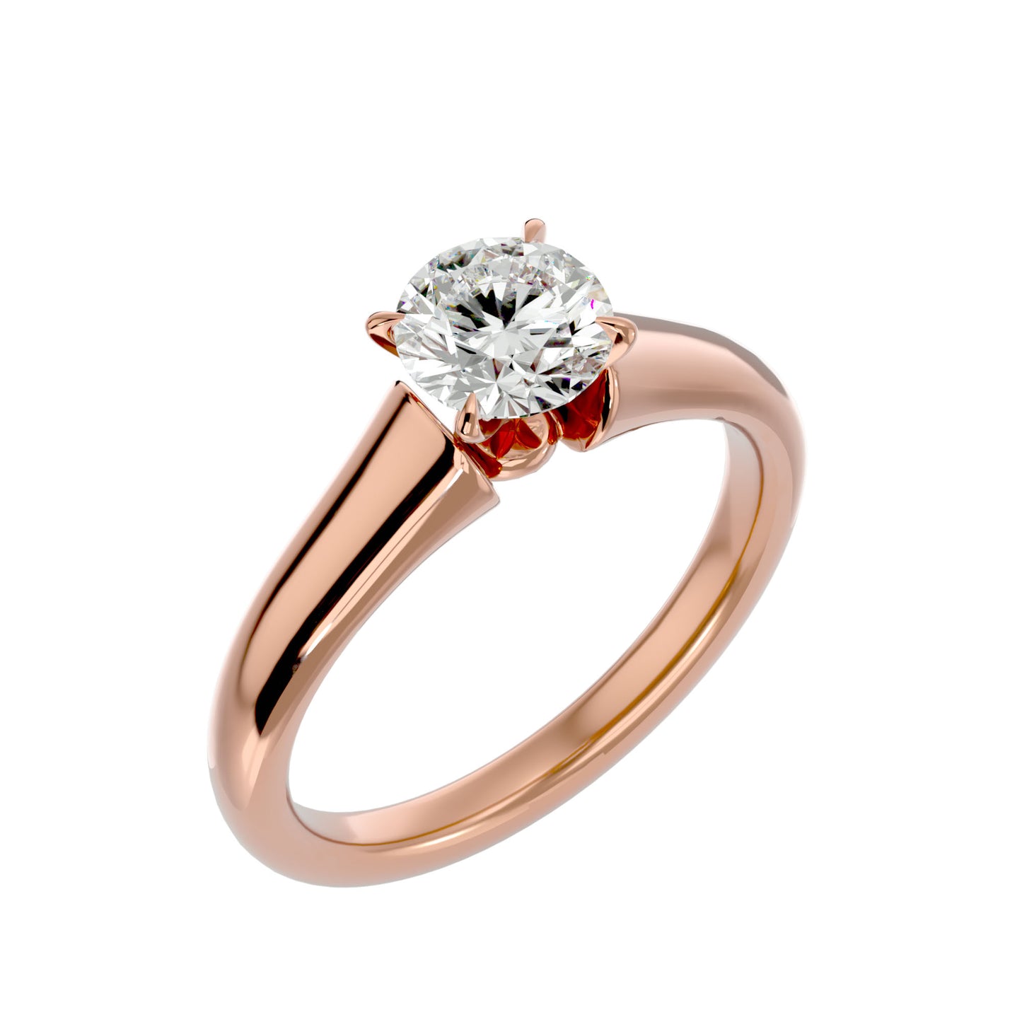 Knife-edge round diamond engagement ring