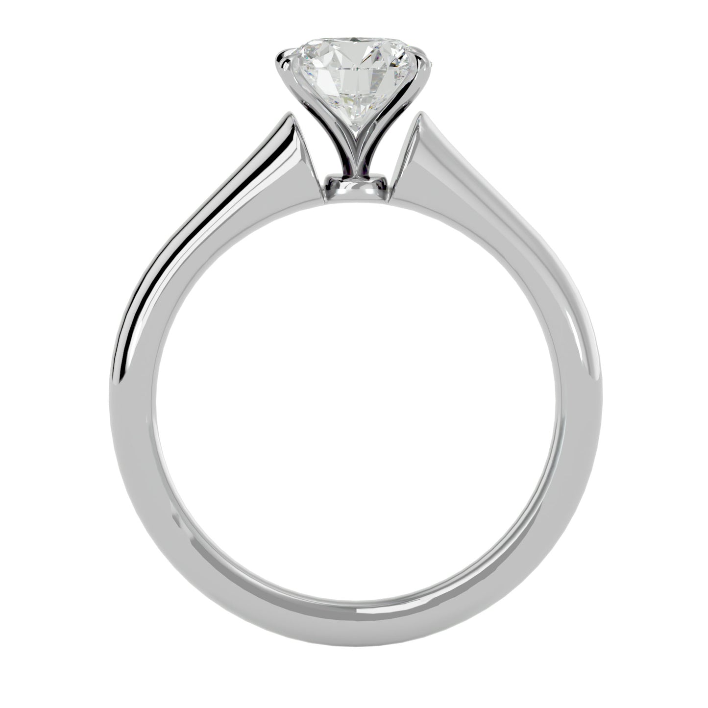 Knife-edge round diamond engagement ring