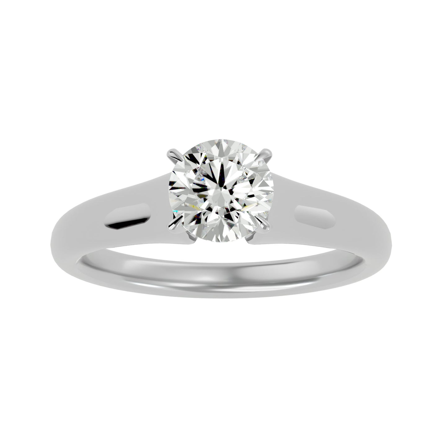 Knife-edge round diamond engagement ring