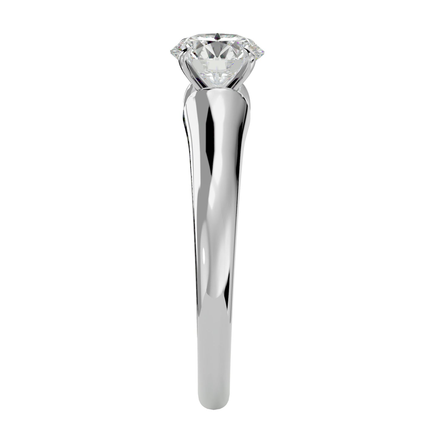 Knife-edge round diamond engagement ring