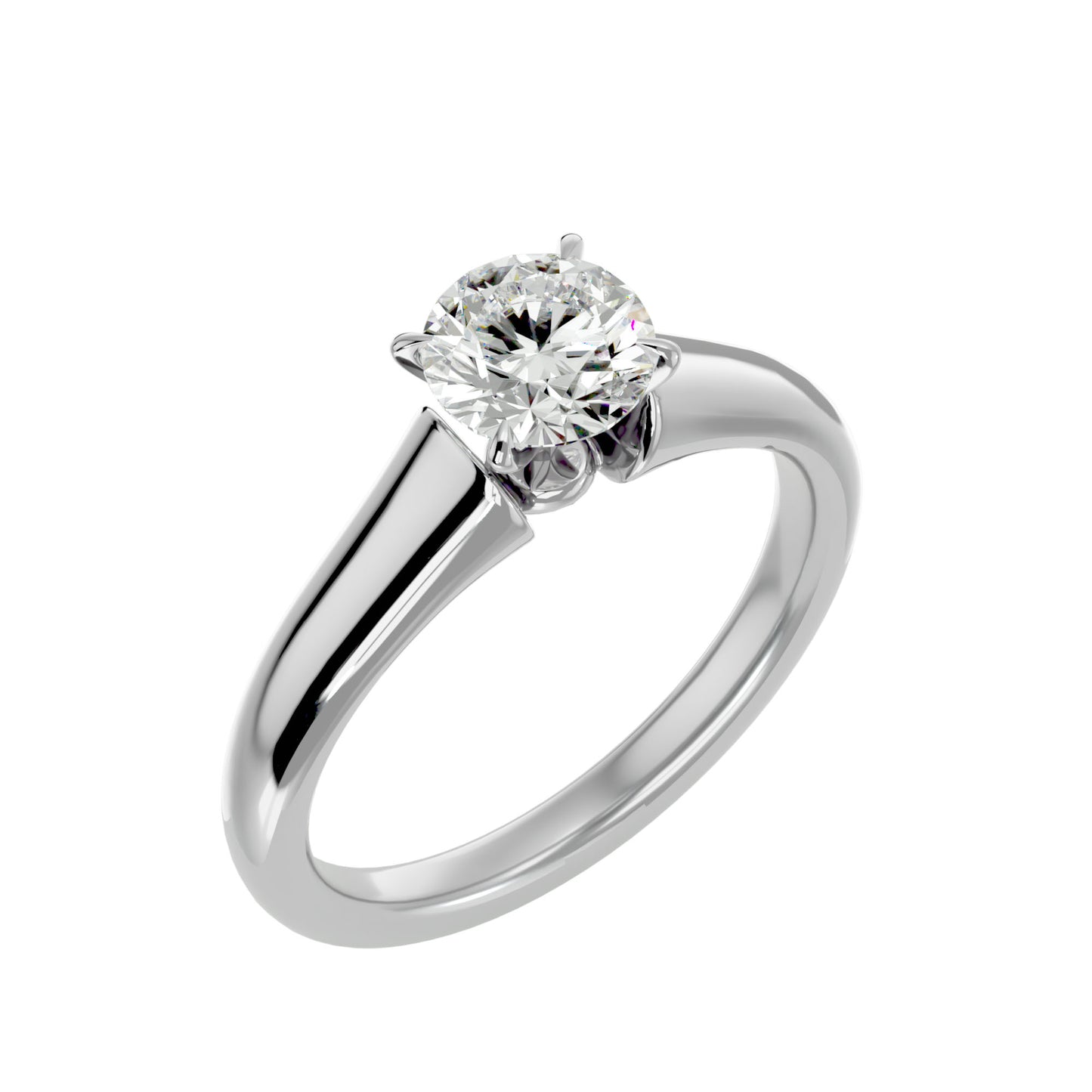 Knife-edge round diamond engagement ring