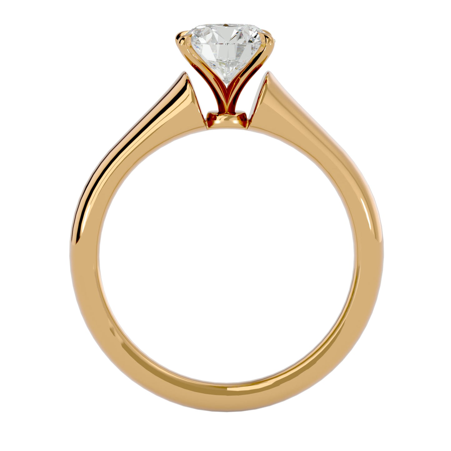 Knife-edge round diamond engagement ring