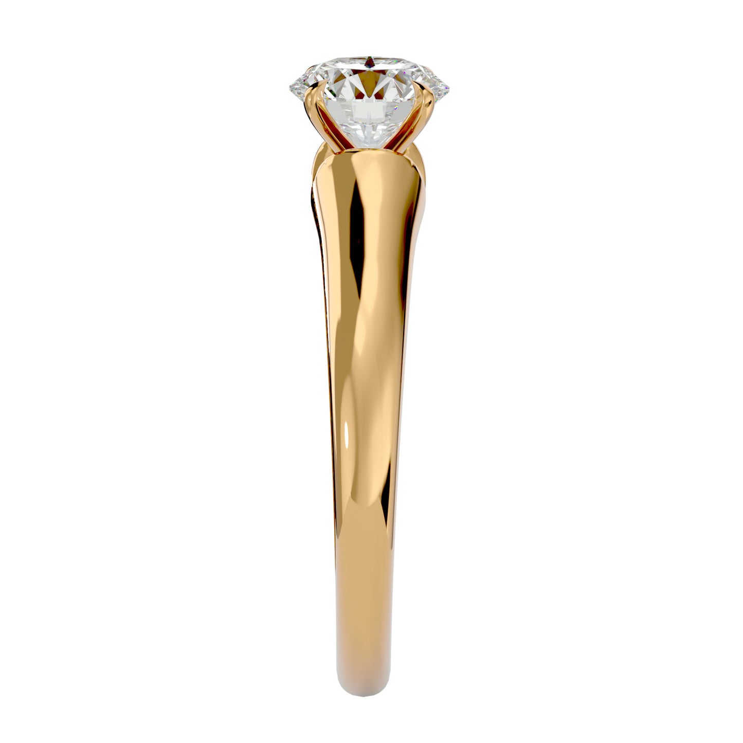 Knife-edge round diamond engagement ring